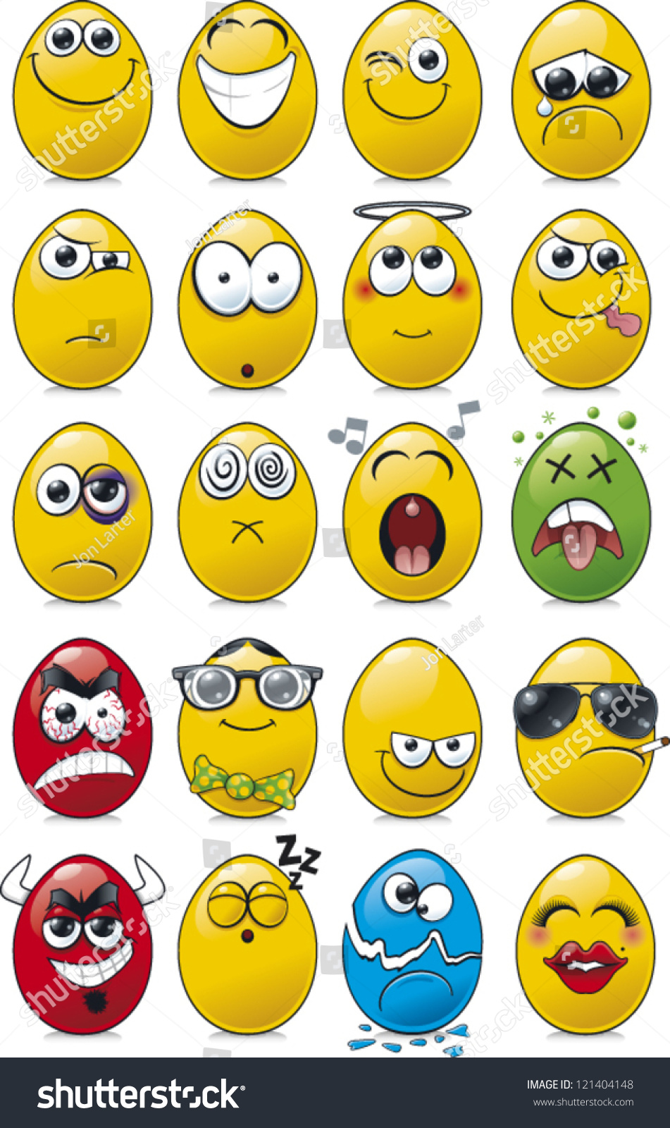 Egg Shaped Emoticon Collection Stock Vector 121404148 - Shutterstock