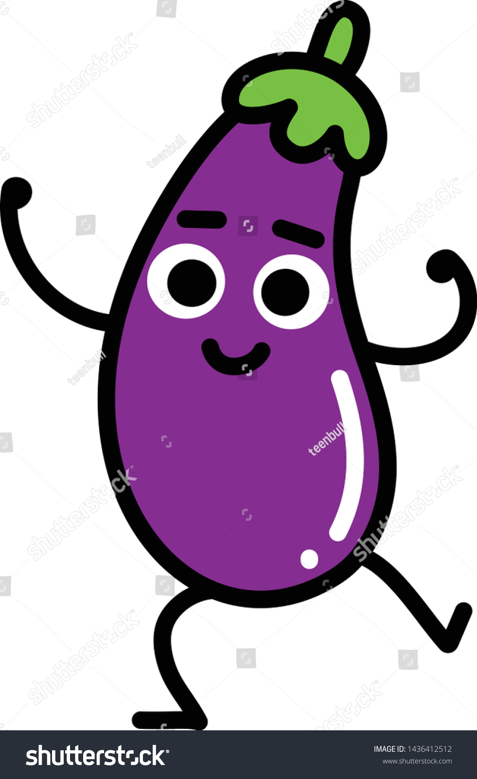 Eggplant Emoji Cartoon Character Dancing Smiling 库存矢量图（免版税）1436412512 Shutterstock