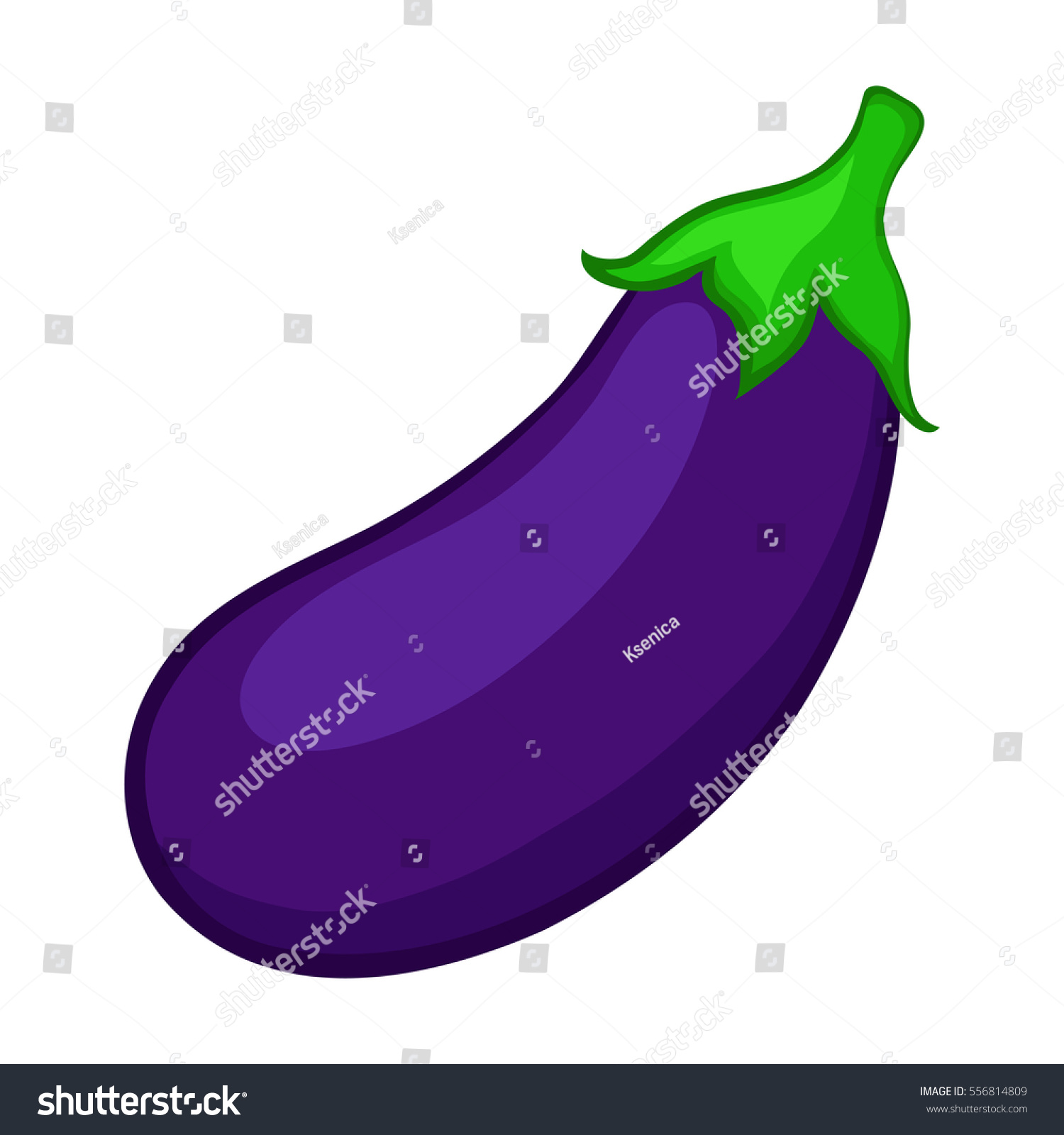 Eggplant Isolated On White Background Cartoon Stock Vector 556814809
