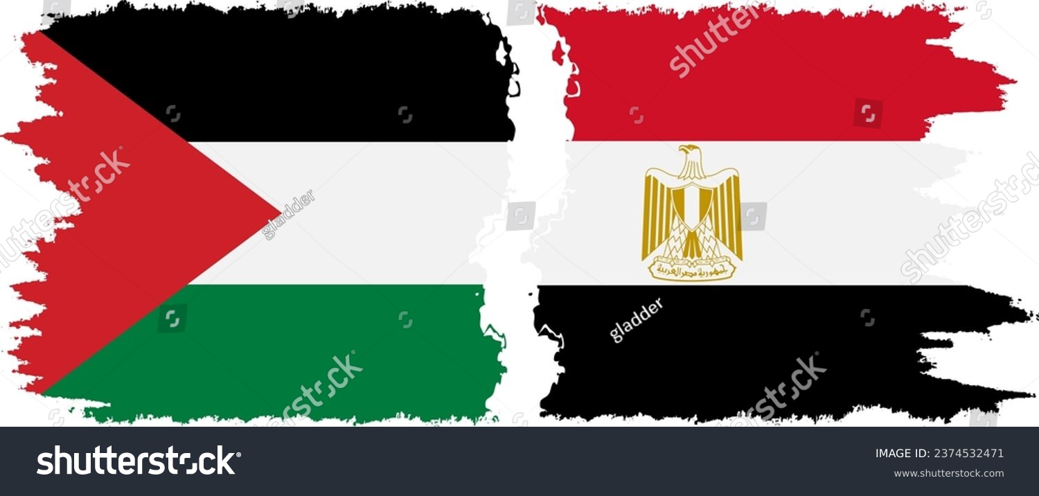 SVG of Egypt and Palestine grunge flags connection, vector svg