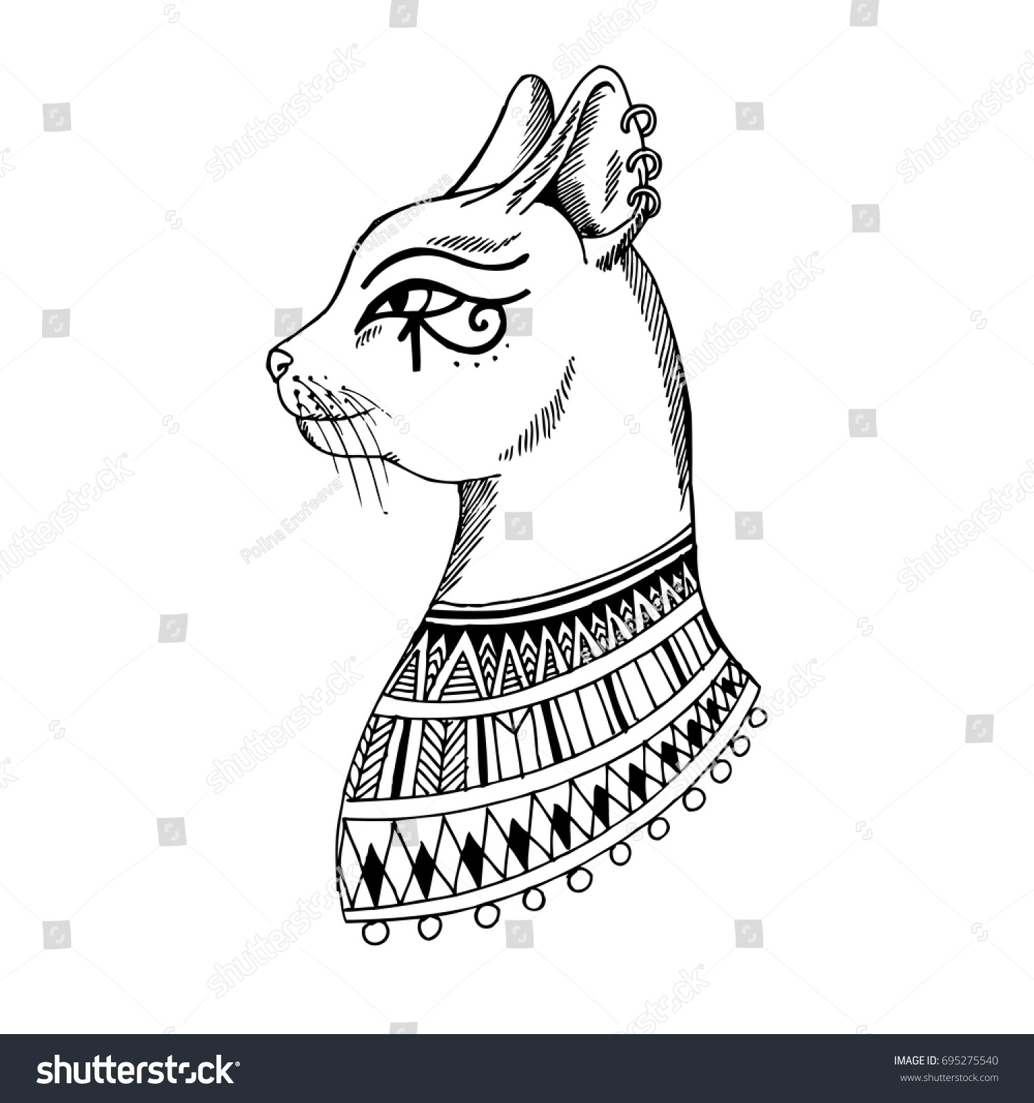 Egypt Cat Sketch Stock Vector (Royalty Free) 695275540 - Shutterstock