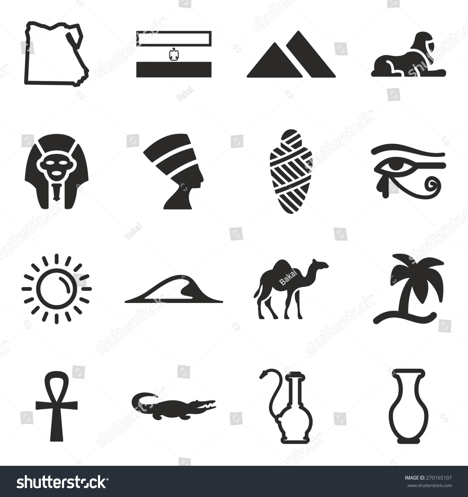 Egypt Icons Stock Vector Illustration 270165107 : Shutterstock