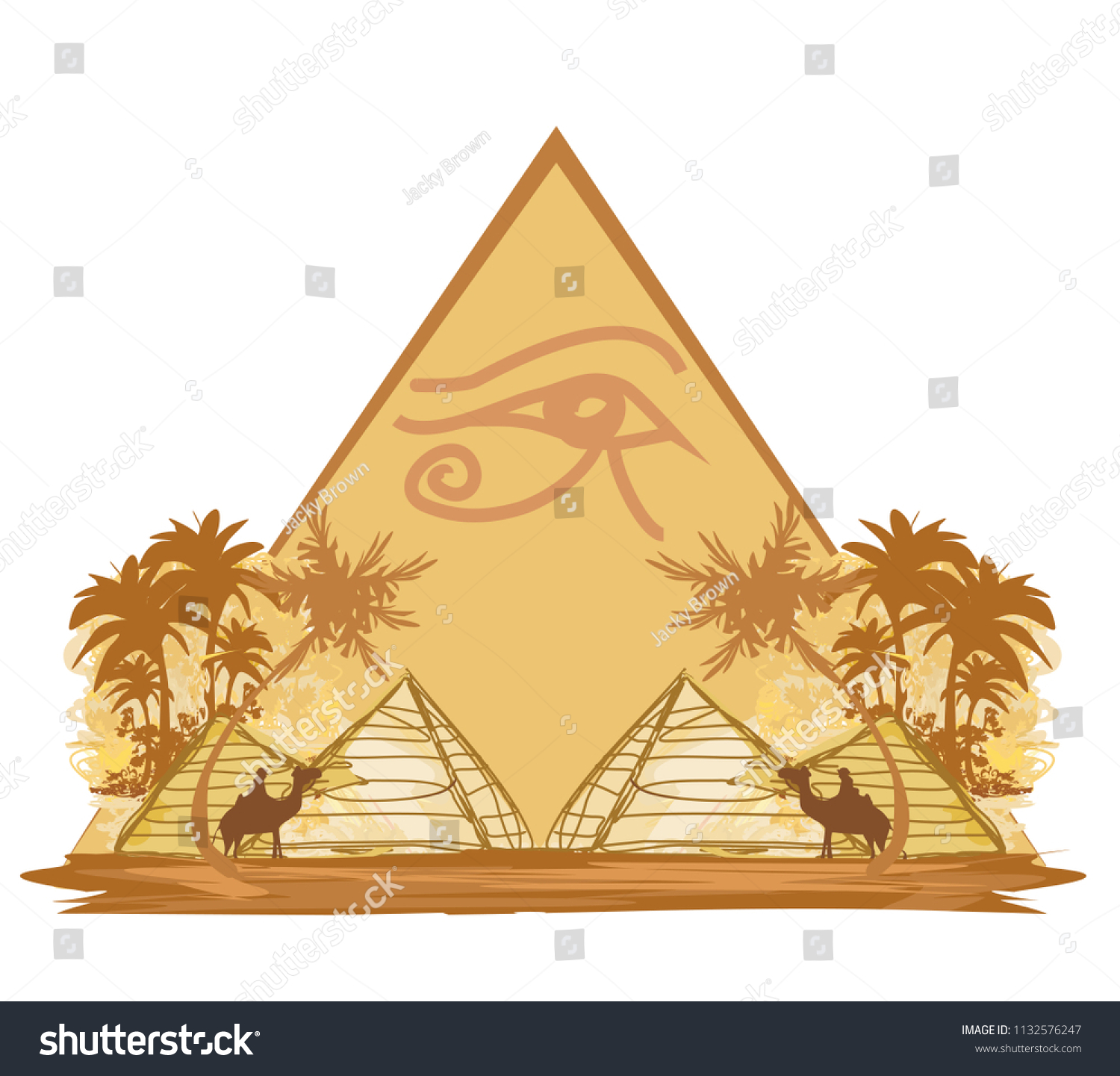 egyptian pyramids camel palm trees desert scene clip art preview