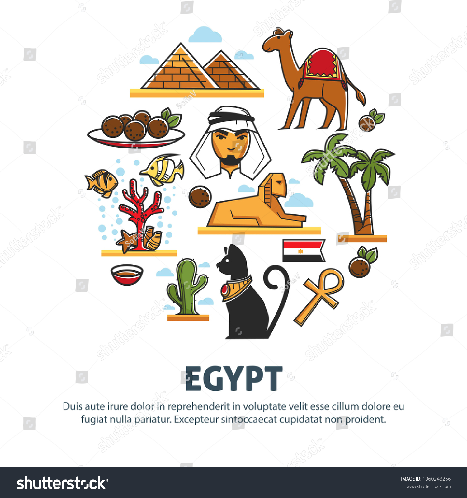 Egypt Travel Tourism Vector Poster Landmark Stock Vector (Royalty Free ...