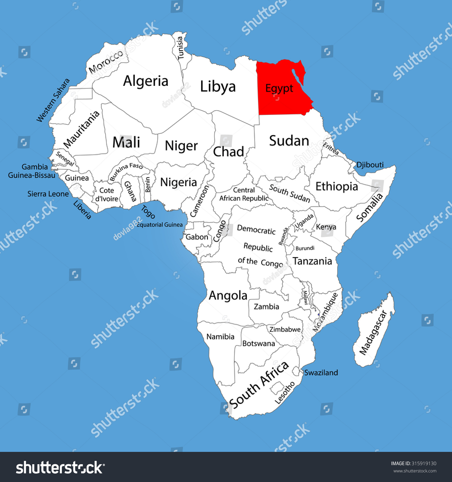 Egypt On The Map Of Africa Egypt Vector Map Silhouette Isolated On Stock Vector (Royalty Free)  315919130 | Shutterstock