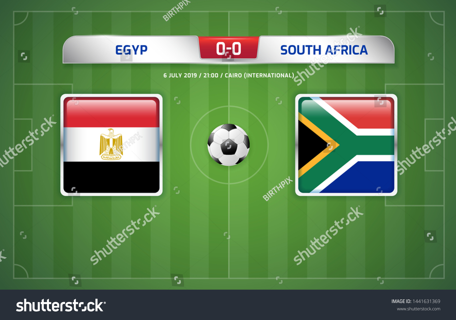 Egypt Vs South Africa Scoreboard Broadcast Stock Vector Royalty Free 1441631369