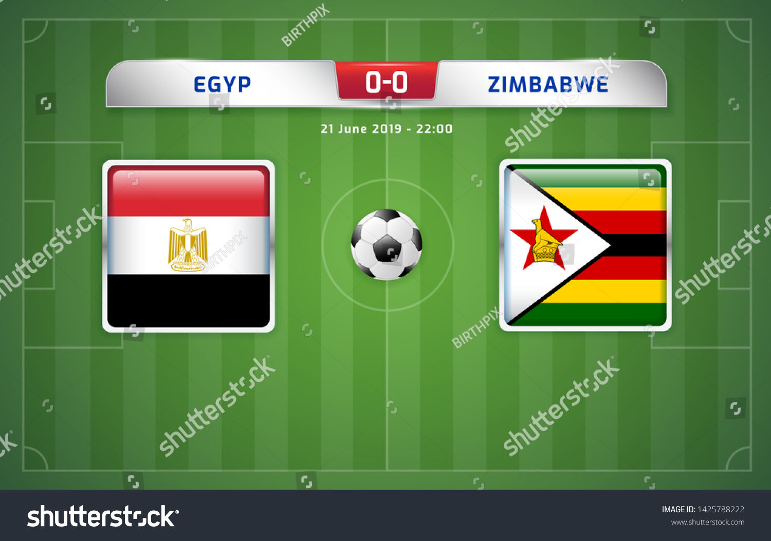 Egypt Vs Zimbabwe Scoreboard Broadcast Template Stock Vector (Royalty ...