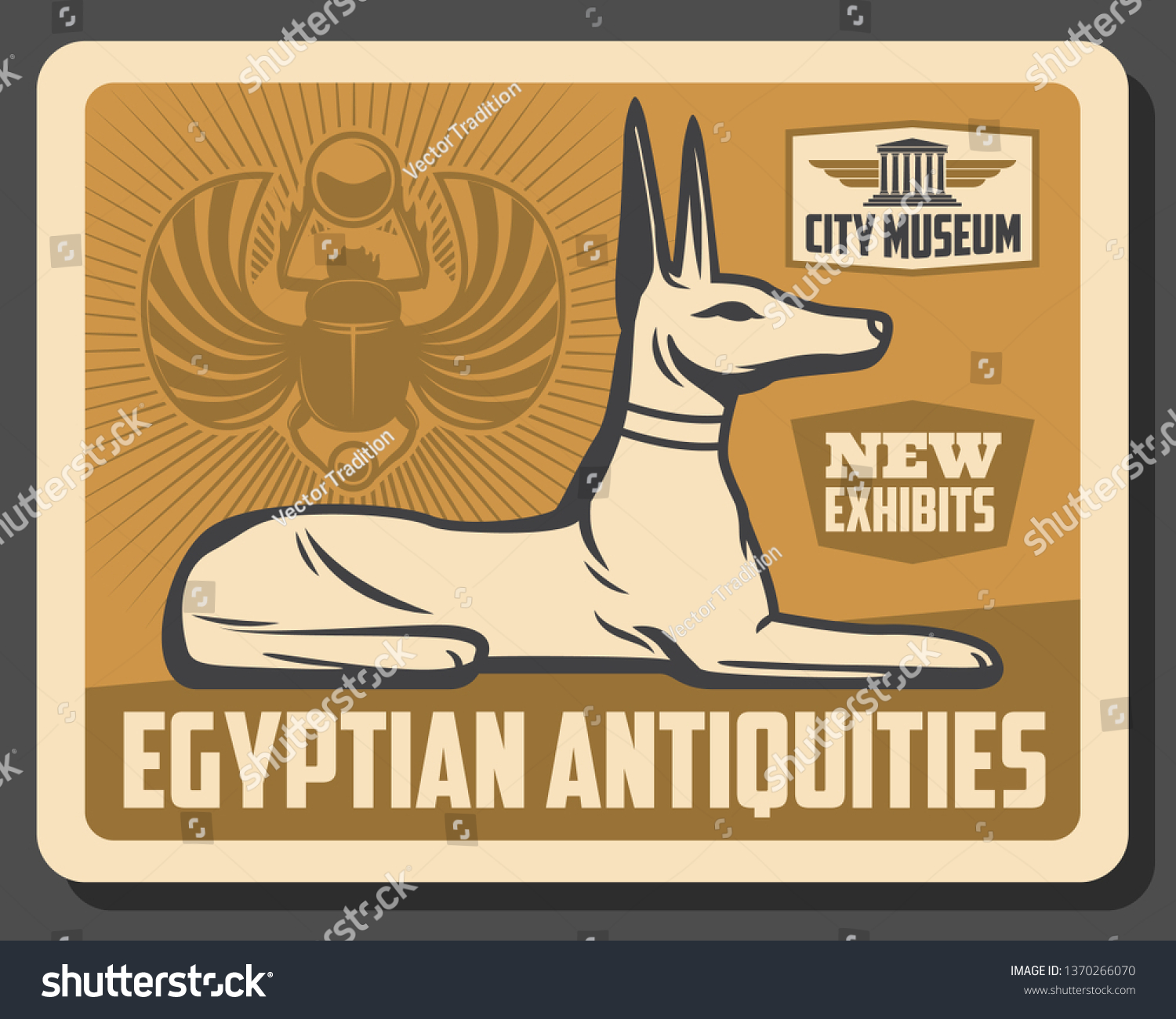 Egyptian Antiquities Retro Poster Vector Statue Stock Vector Royalty Egyptian Antiquities Retro Poster Vector Statue Stock Vector Royalty