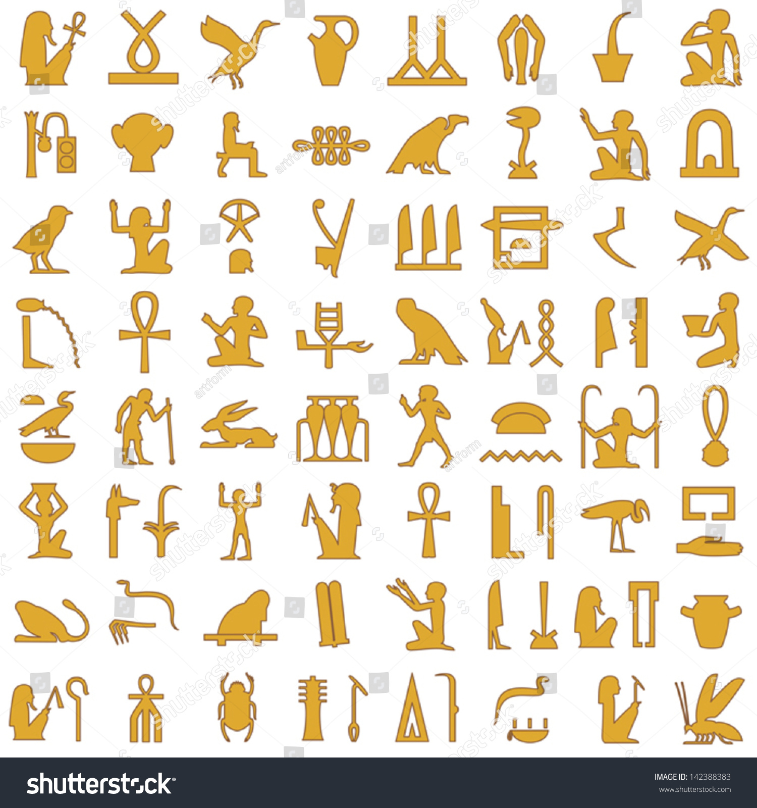 Egyptian Hieroglyphs Decorative Set 1 Stock Vector 142388383 : Shutterstock