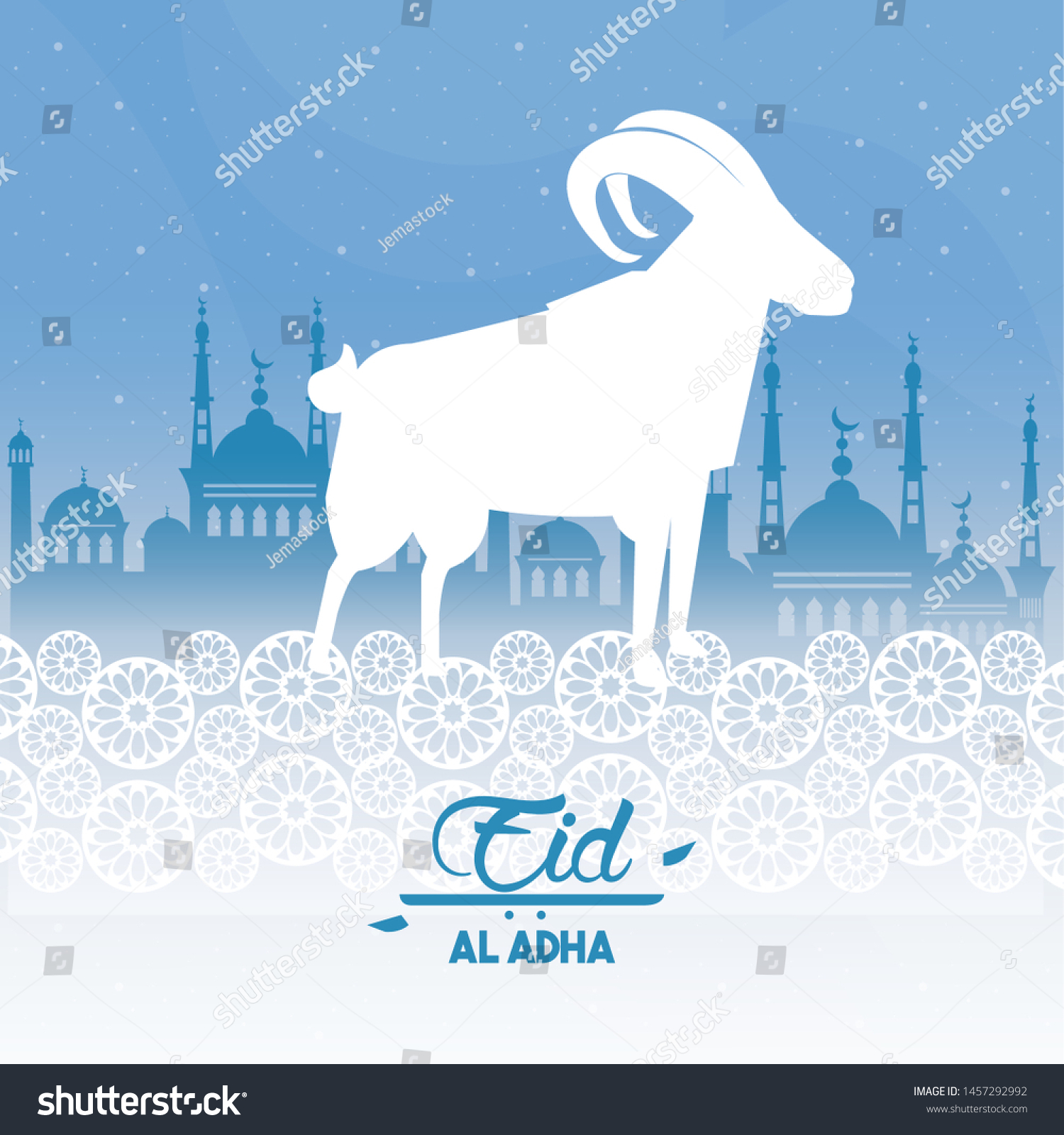 Eid Al Adha Feast Sacrifice Ram Stock Vector (Royalty Free) 1457292992