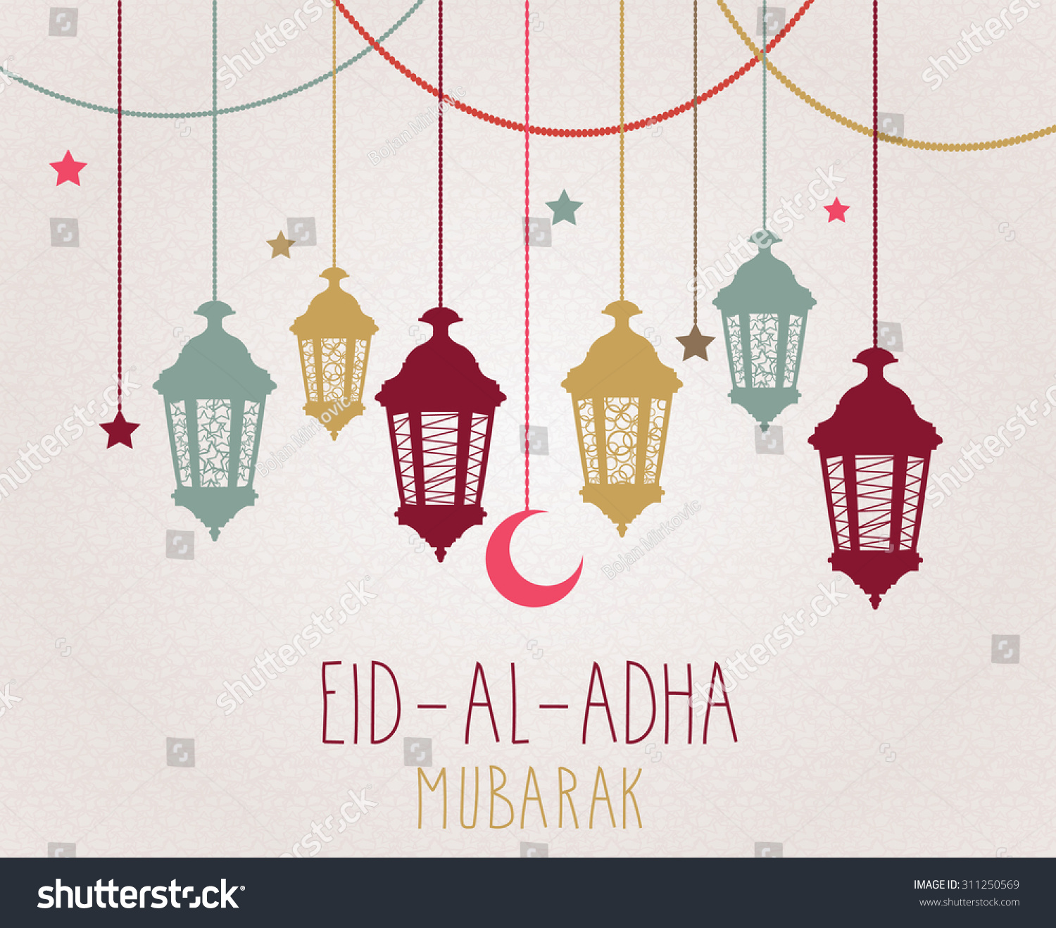 Eid Al Adha Mubarak Poster Hanging Stock Vector 311250569 ...