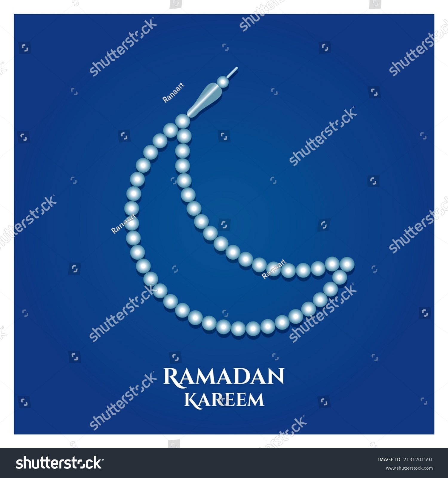 SVG of eid and ramadan kareem islamic design crescent moon illustration with tasbih svg