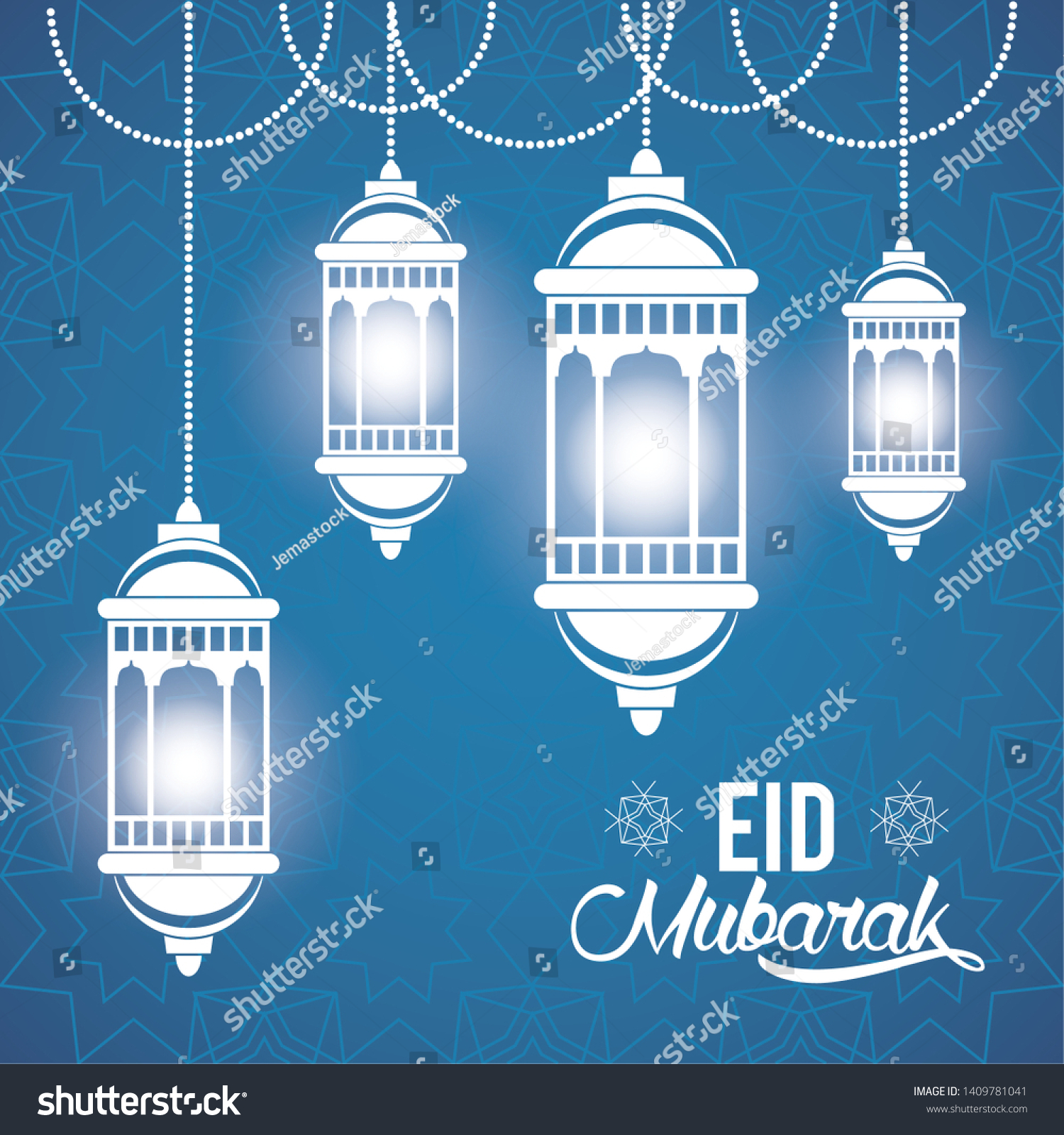 Eid Mubarak Design Islamic Lamps Icon Stock Vector (Royalty Free ...