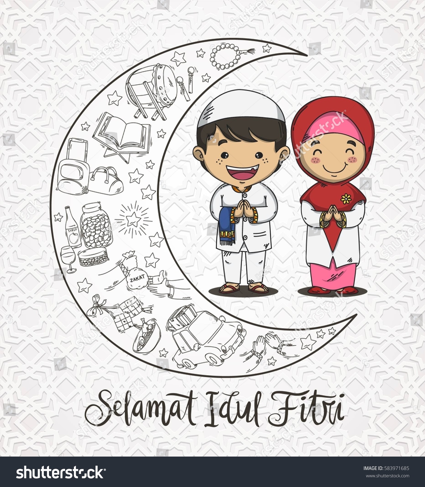 Card Idul  Fitri  Cartoon  membuat kartu ucapan