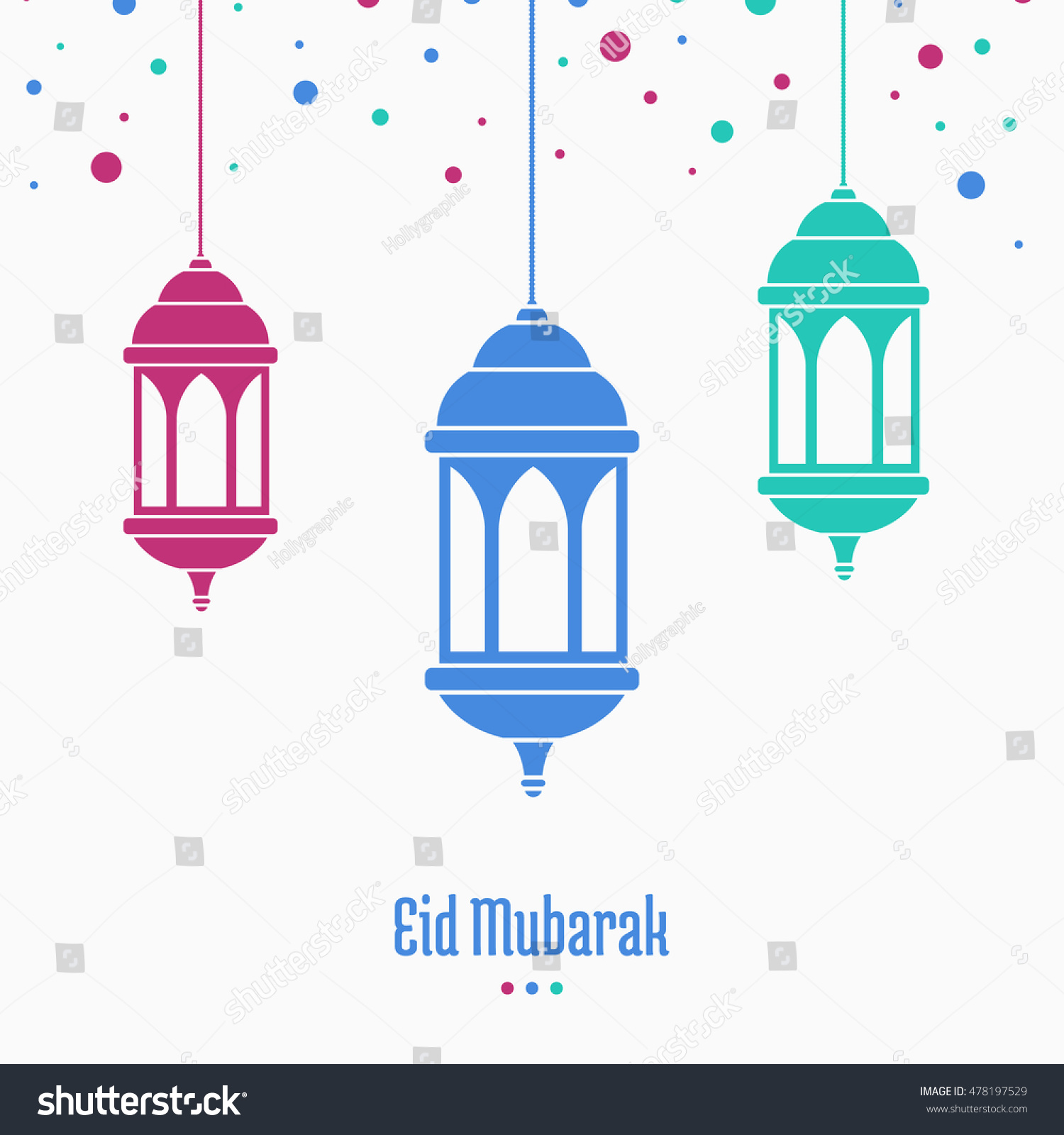 Eid Mubarak Greeting Card Lamps On Stock Vector 478197529 