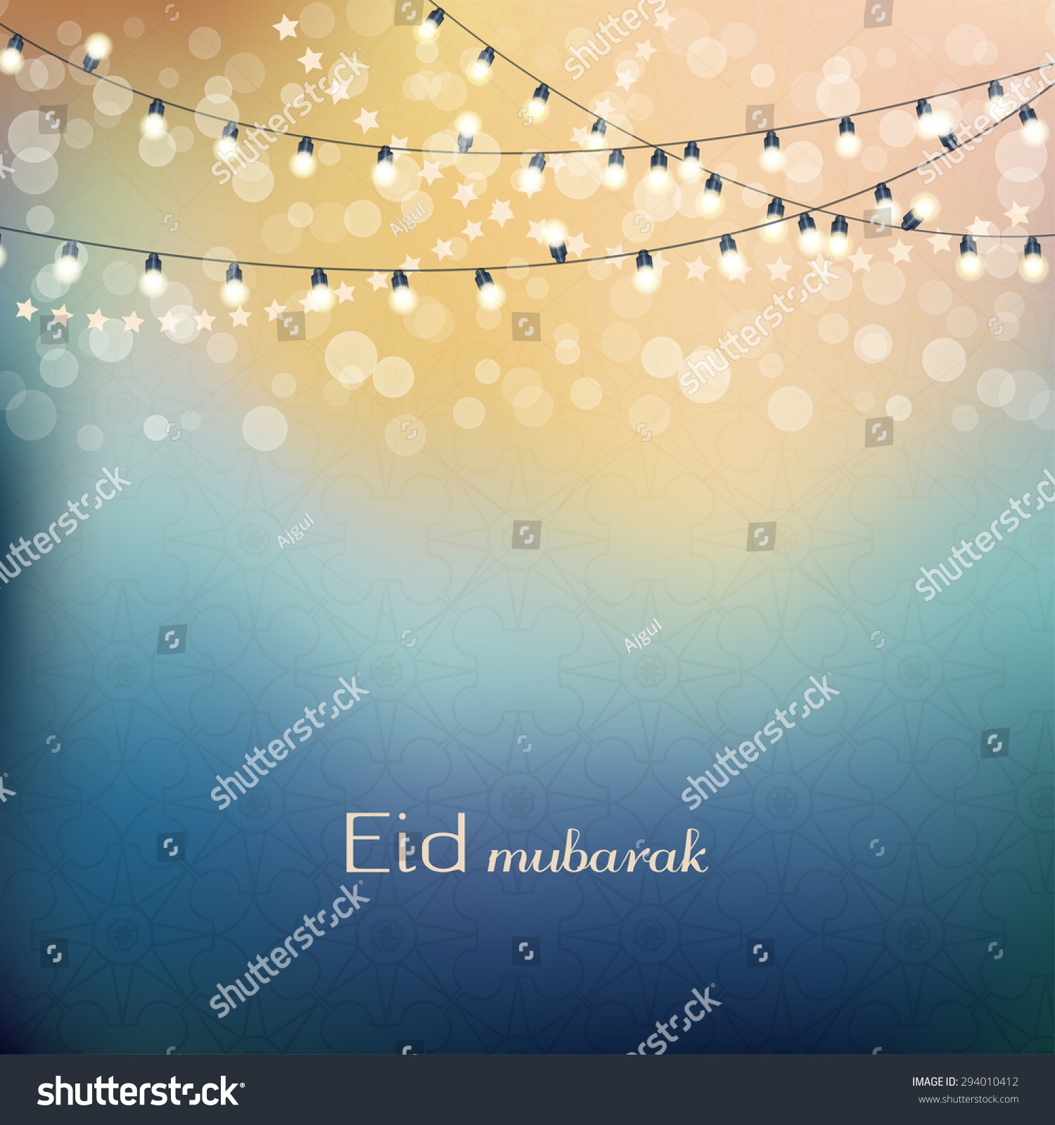 Eid Mubarak Greetings Background Blue Night Stock Vector 