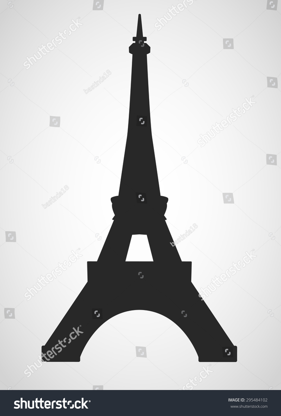 Eiffel Tower Black On White Background 스톡 벡터(사용료 없음) 295484102