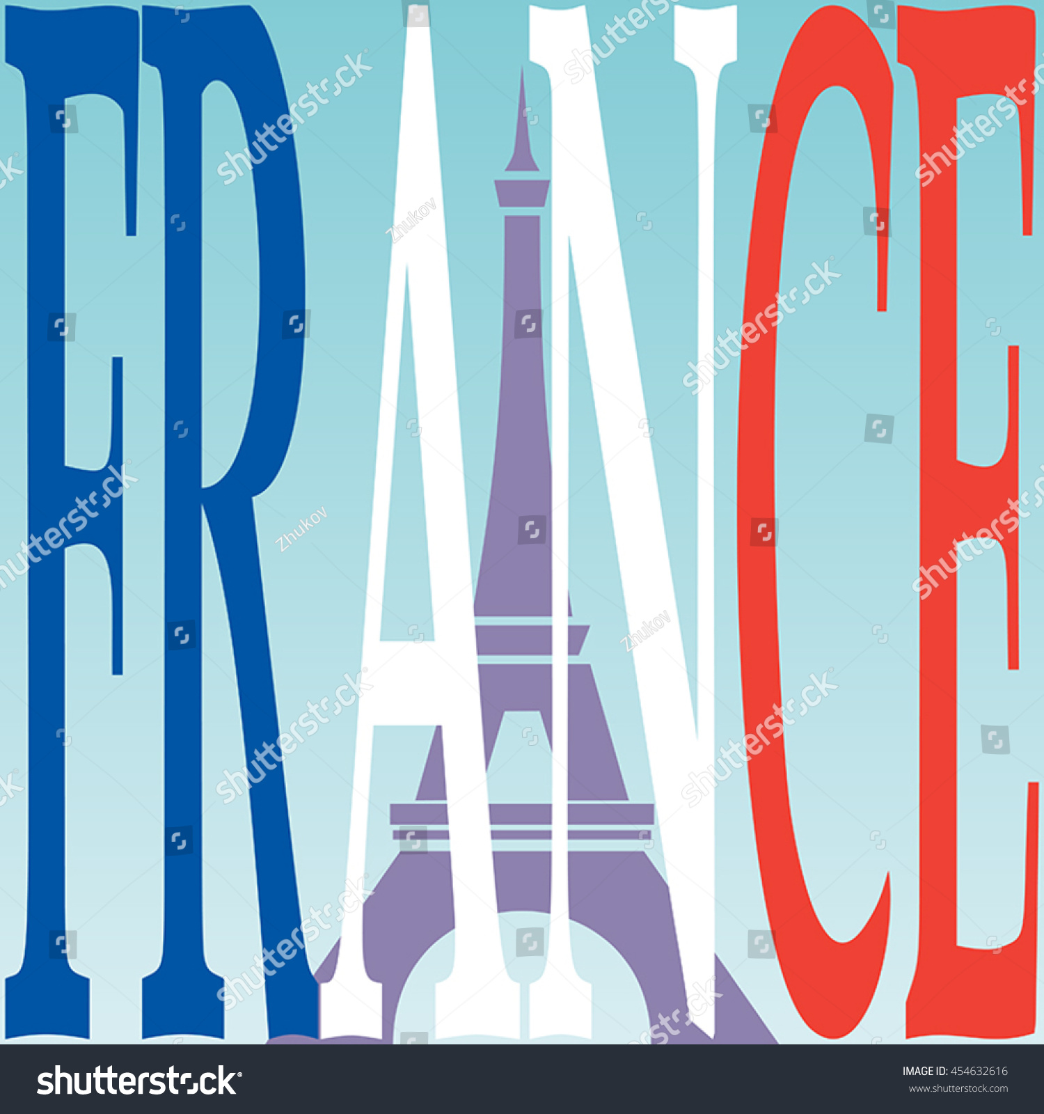 Eiffel Tower Illustration French Flag Word Stock Vector (Royalty Free ...