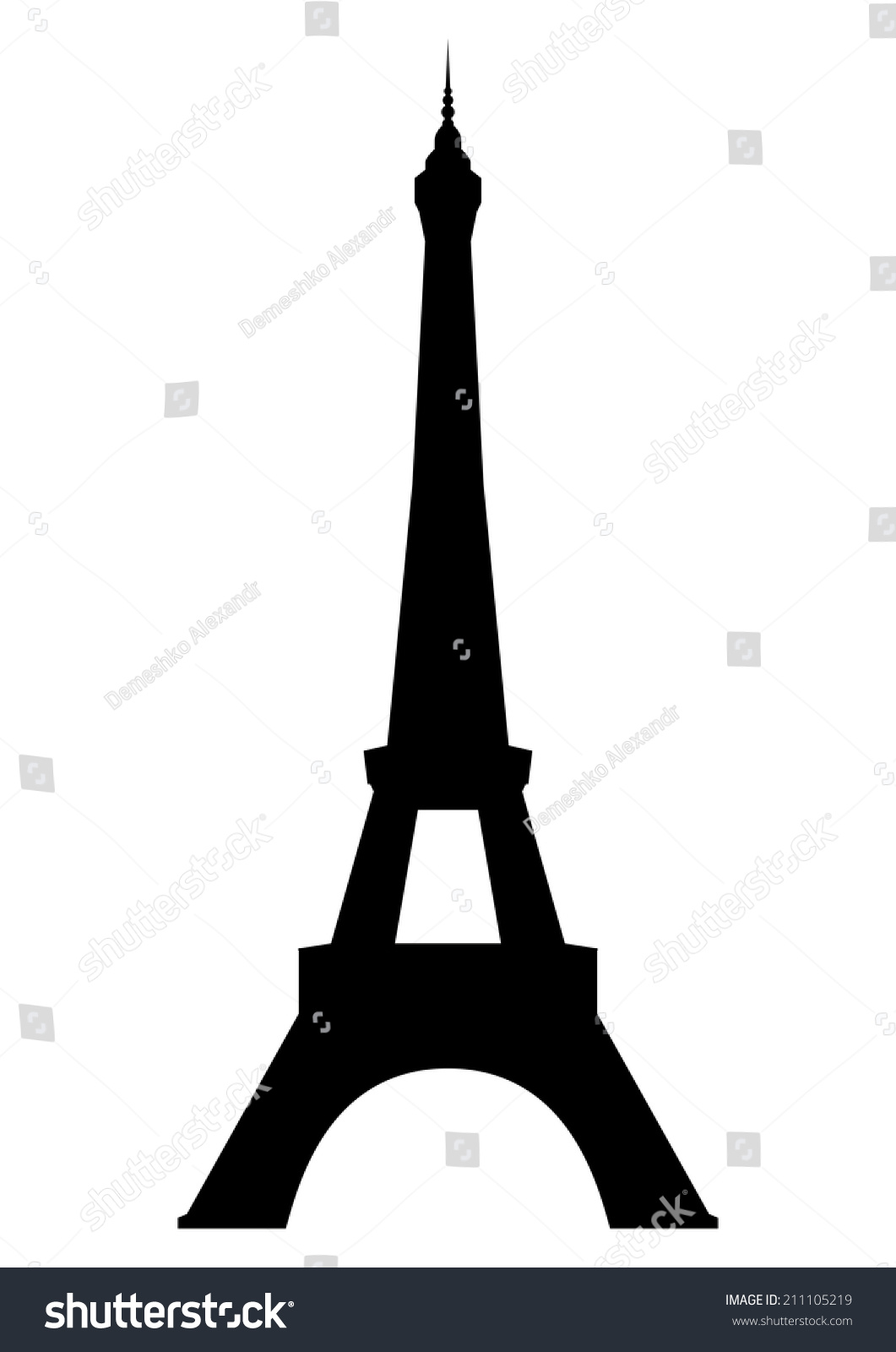 Eiffel Tower Paris Isolated On White Stock Vector 211105219 - Shutterstock