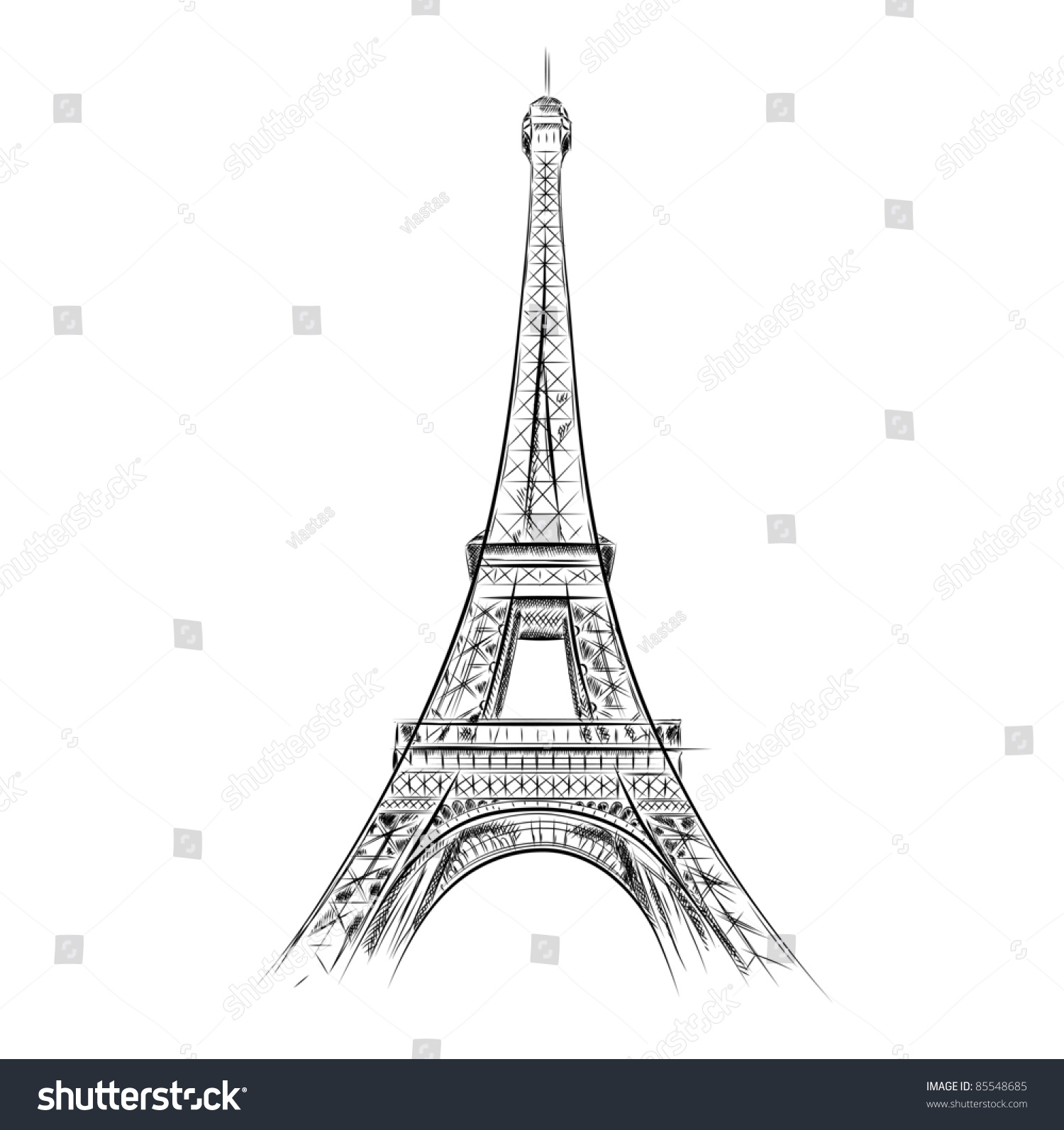 Eiffel Tower On The White Stock Vector 85548685 : Shutterstock