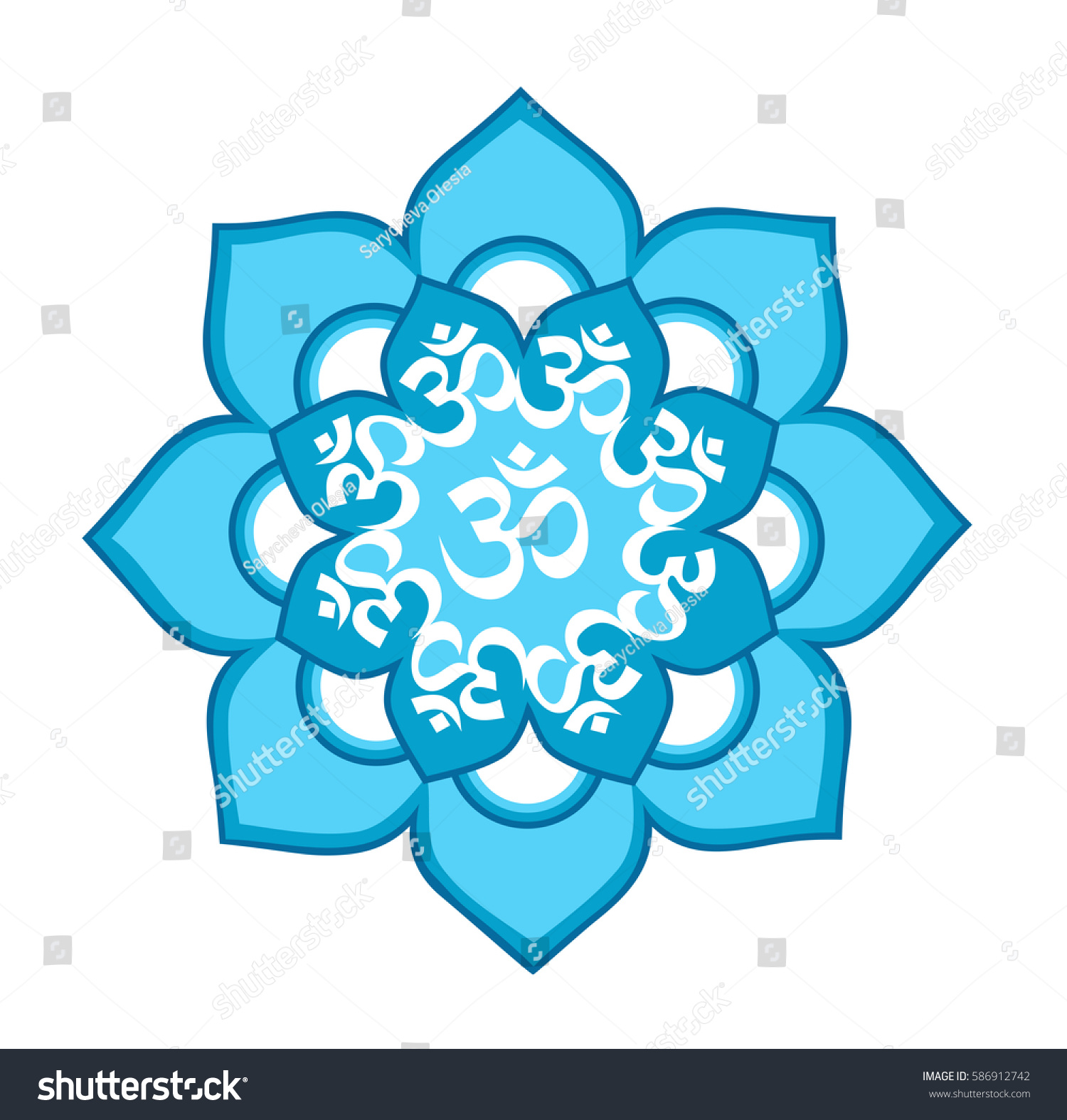 Eightmandala Blue Mantra Aum Om Symbol Stock Vector Royalty Free 586912742