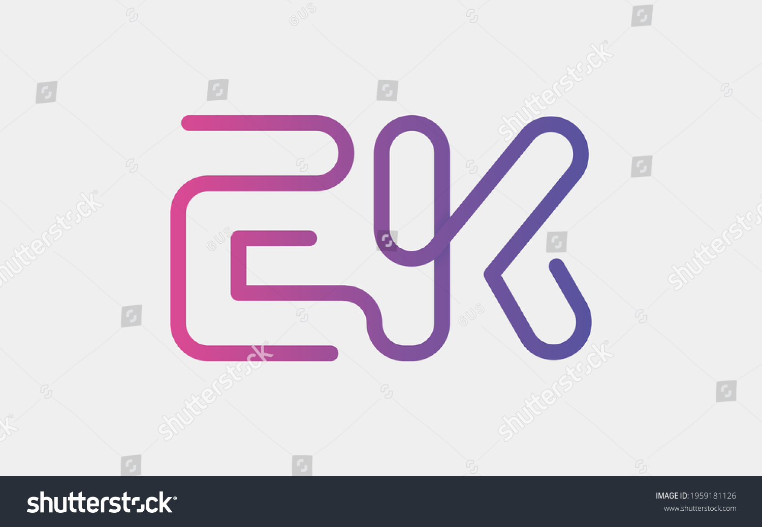SVG of EK Monogram tech with a monoline style. Looks playful but still simple and futuristic. A perfect logo for your tech company or any futuristic design project. svg