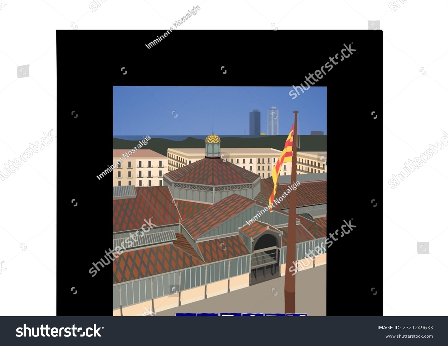 SVG of El Born Barcelona Museum with Flag BCN svg
