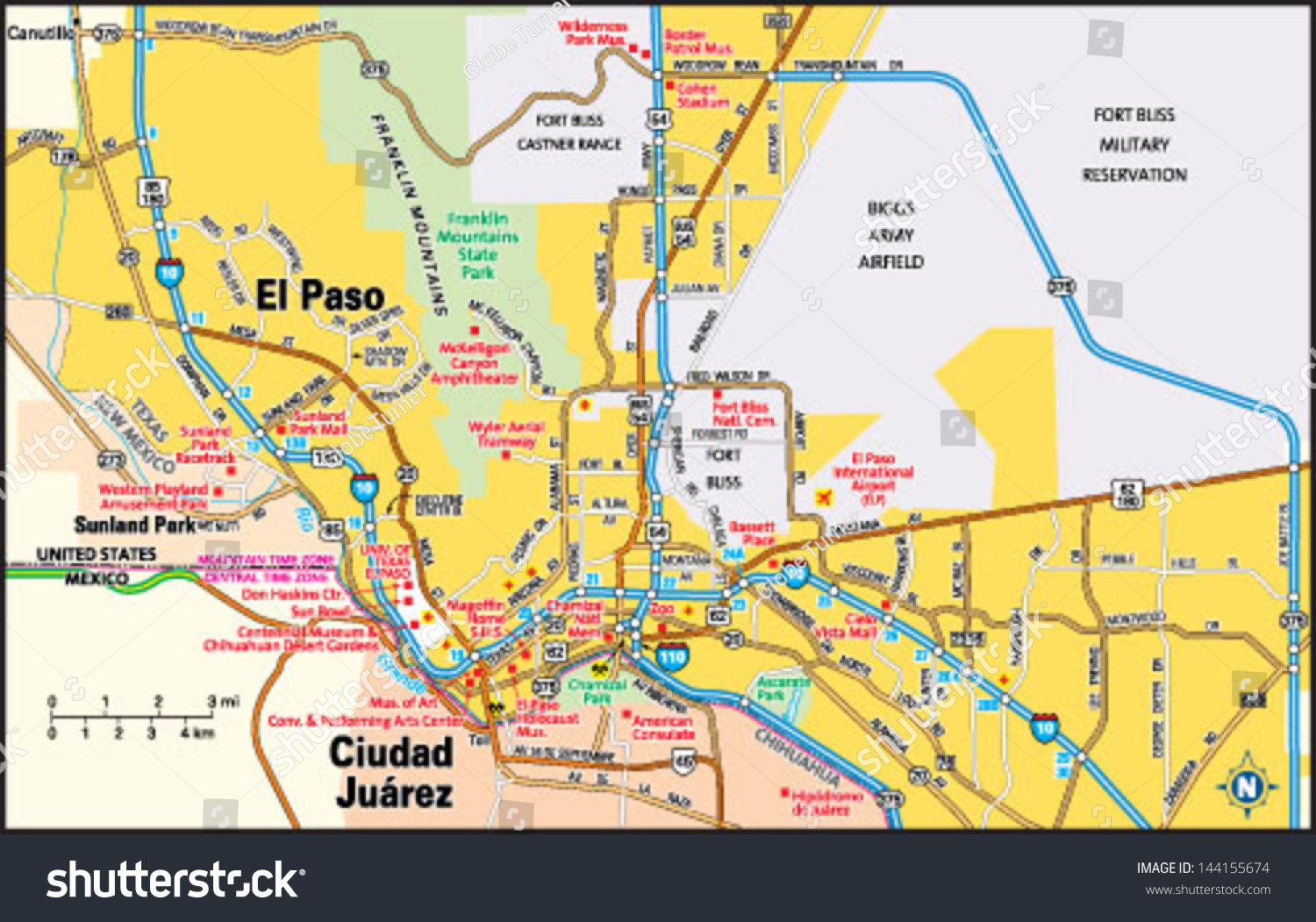 Stock Vector El Paso Texas Area Map 144155674 