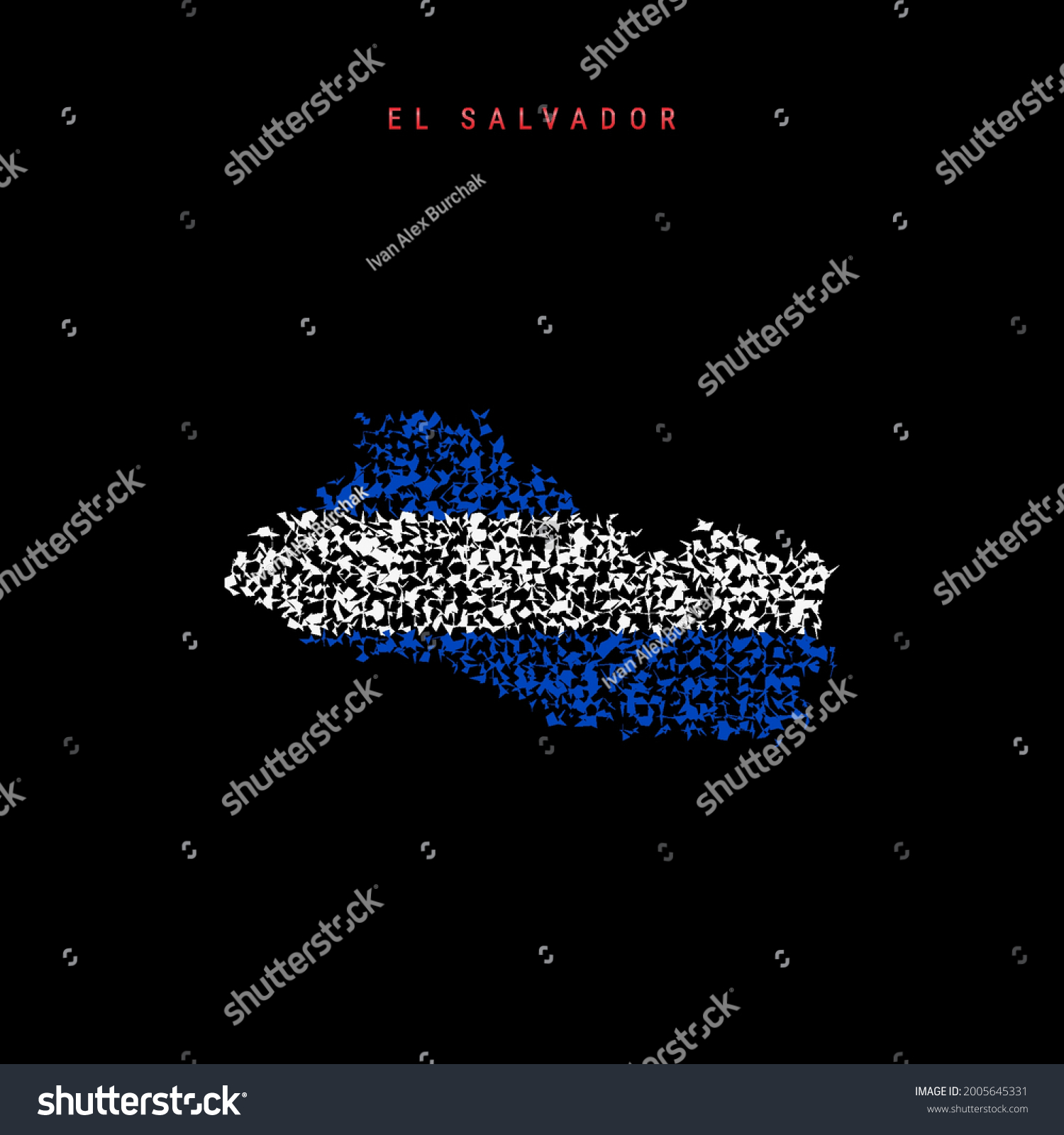 El Salvador Flag Map Chaotic Particles Stock Vector Royalty Free