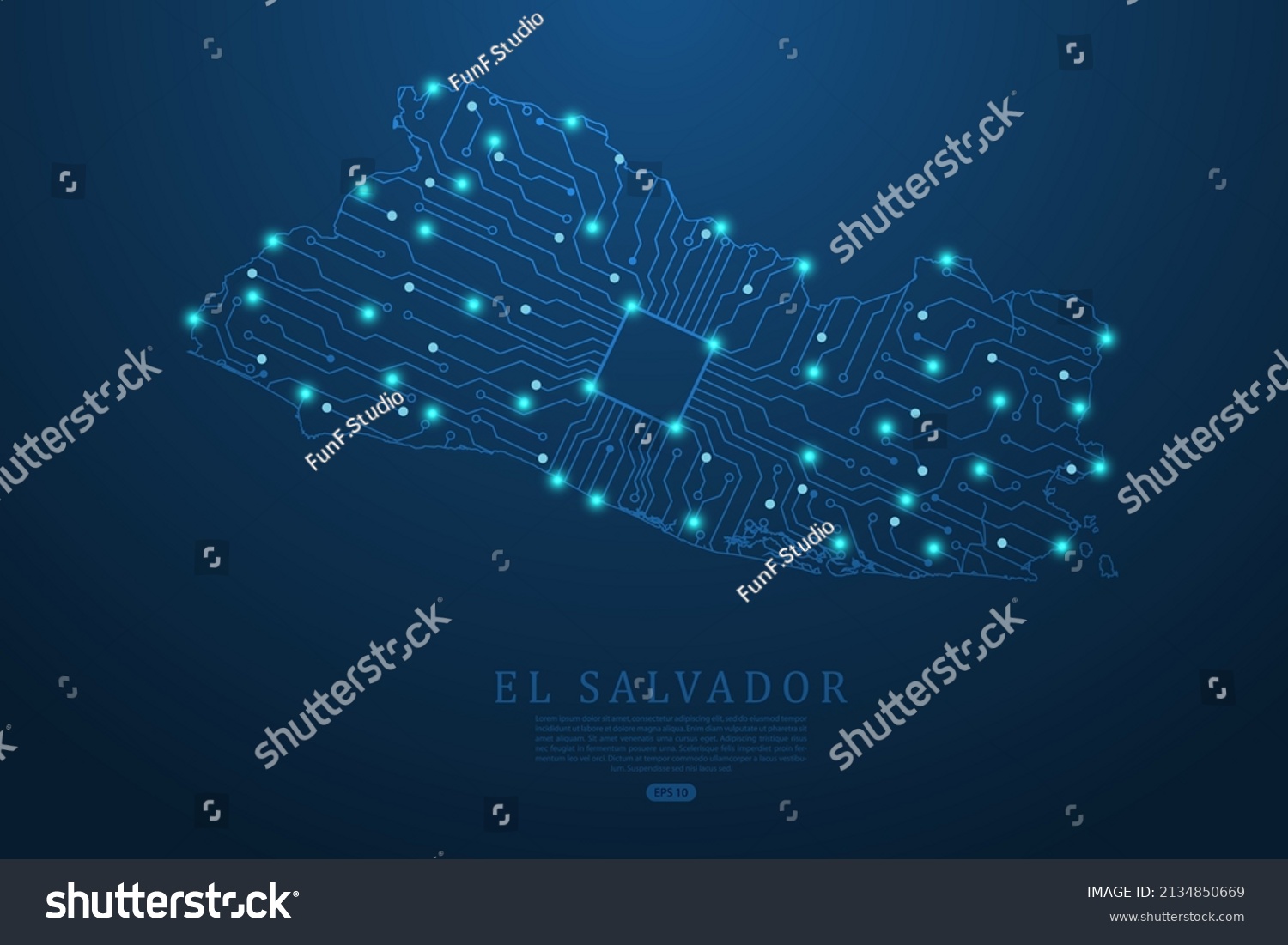 El Salvador Map World Map Vector Stock Vector Royalty Free 2134850669   Stock Vector El Salvador Map World Map Vector Template With Abstract Futuristic Circuit Board Illustration Or 2134850669 