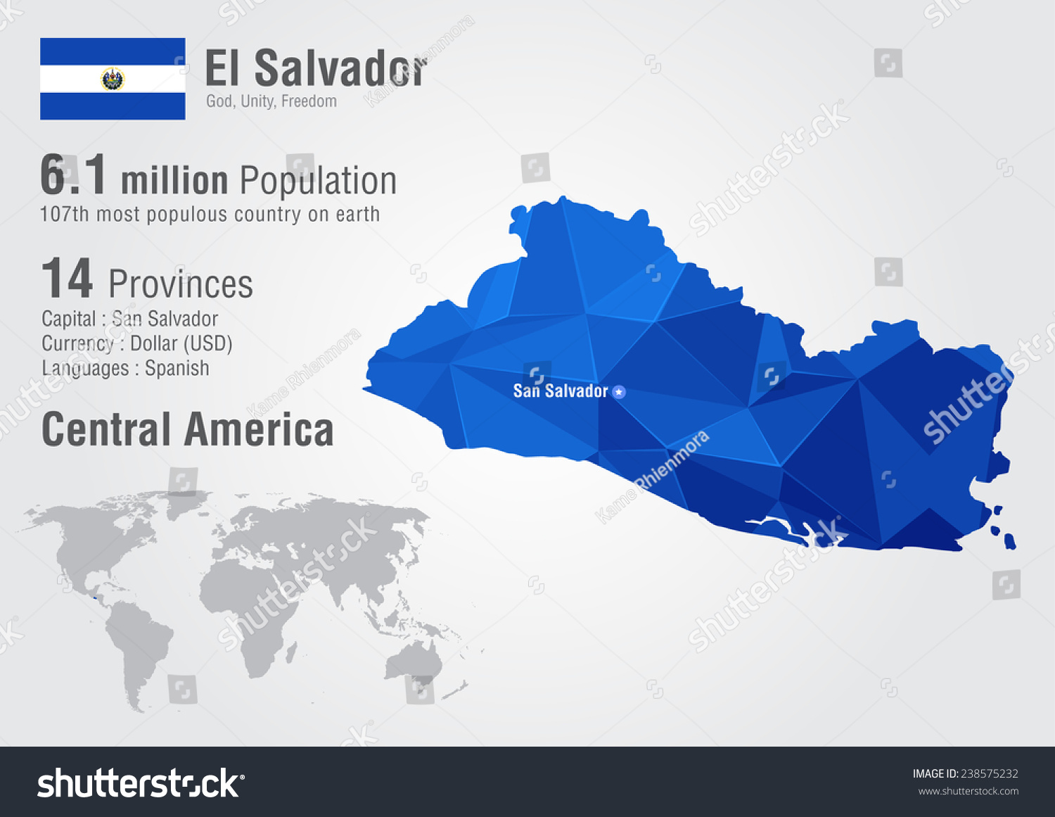 El Salvador World Map Pixel Diamond Stock Vector Royalty Free