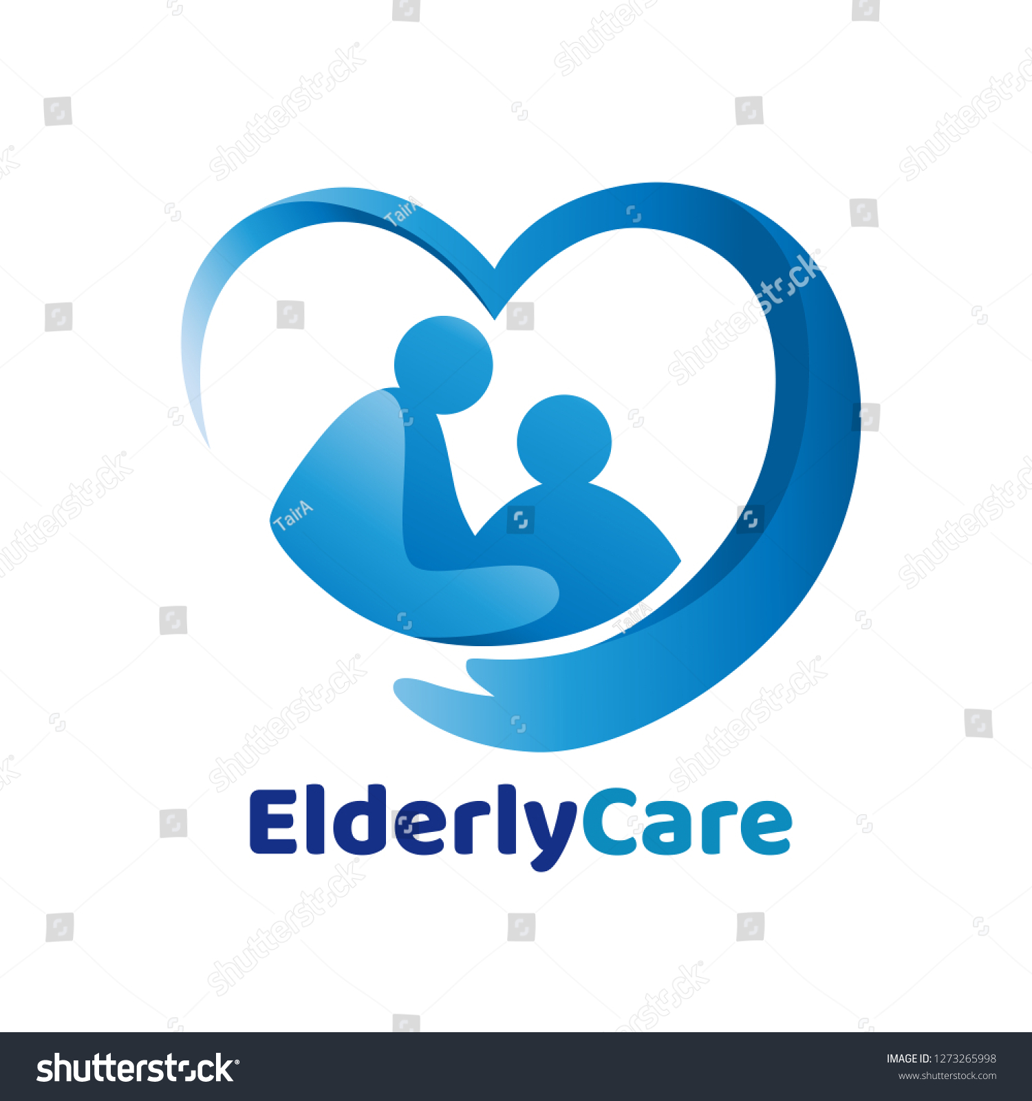 Stock Vector Elderly Healthcare Heart Shaped Logo Nursing Home Sign 1273265998 