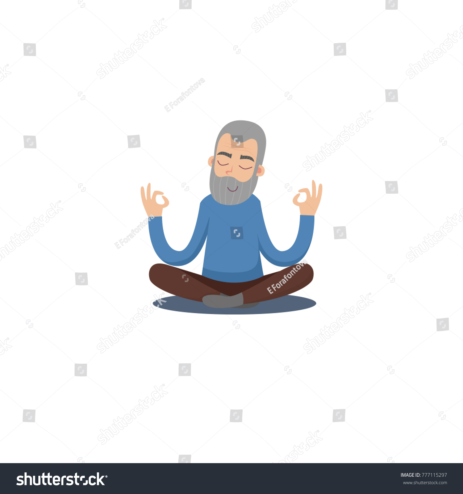 Elderly Man Blue Sweater Meditating Lotus Stock Vector 777115297 ...