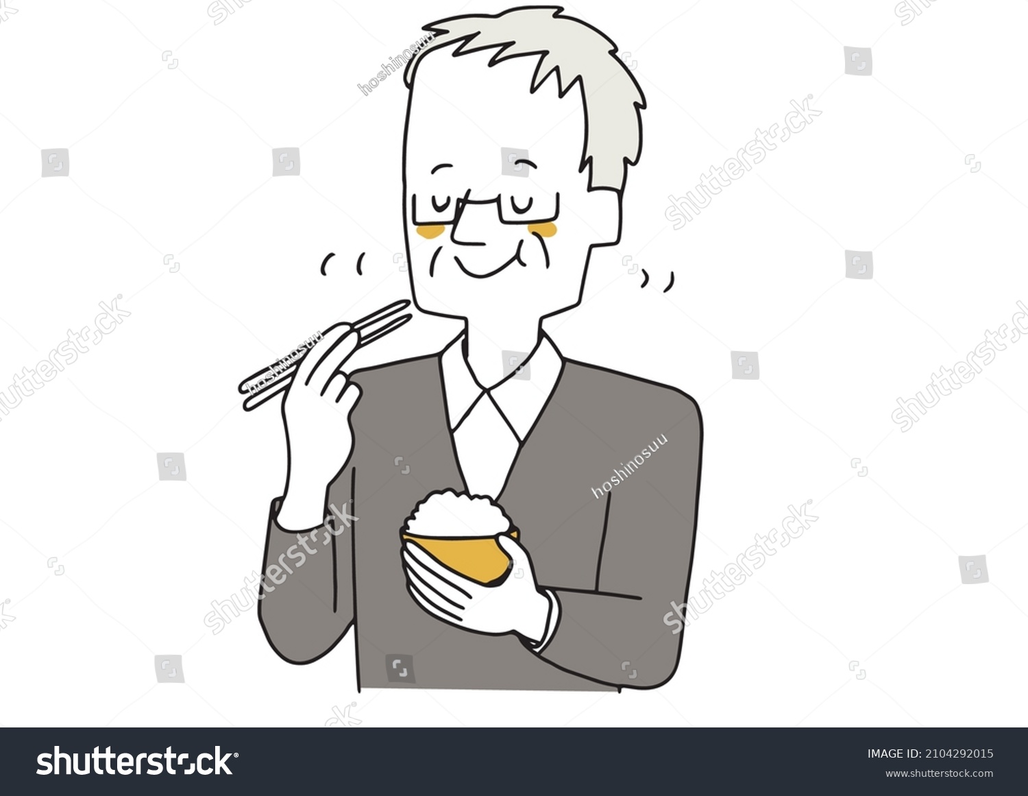 SVG of Elderly man who chews well and eats Warm hand-drawn portrait illustration Vector on a white background svg