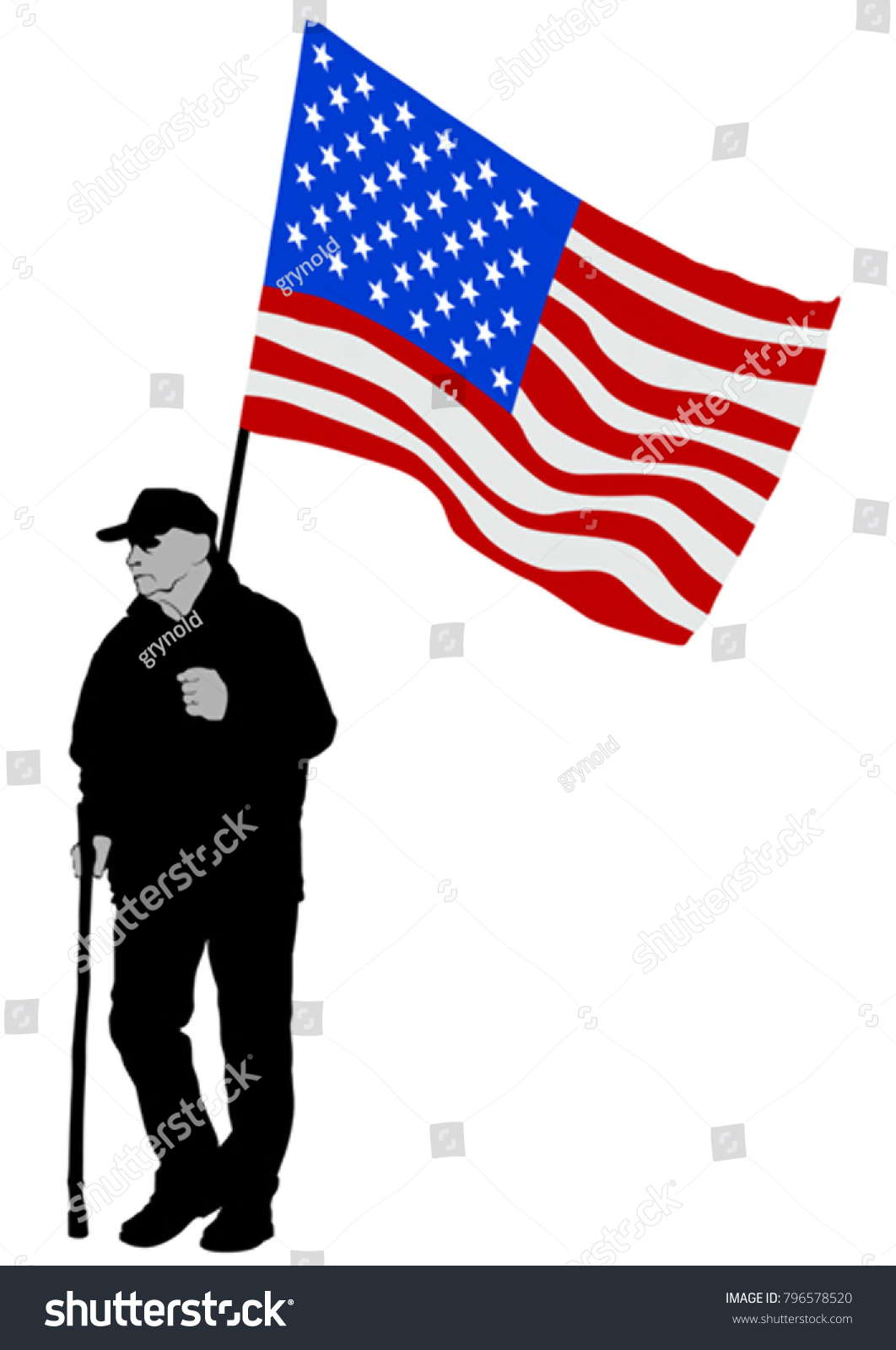 Elderly Man Cane On White Background Stock Vector (Royalty Free ...