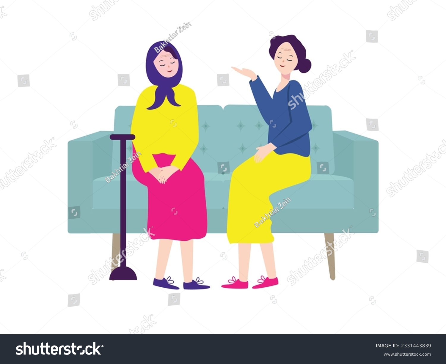 SVG of Elderly senior retired age and wearing casual clothes sitting in sofa elegance comfortable furniture svg