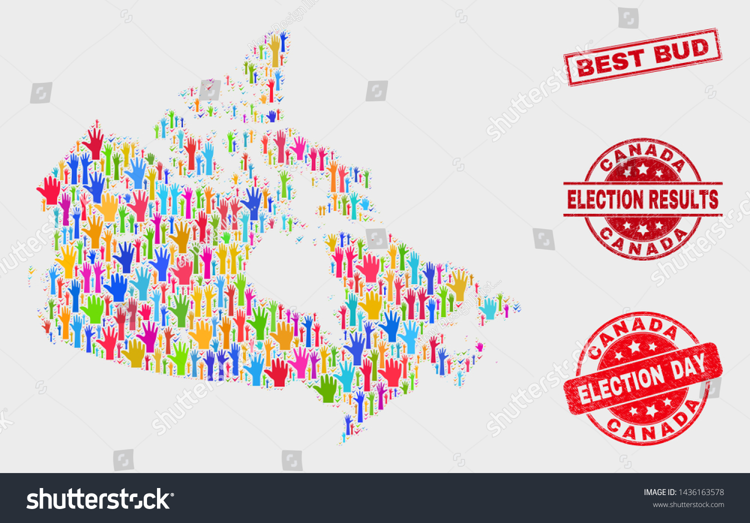 Election Canada Map Watermarks Red Rectangular Stock Vector Royalty Free 1436163578