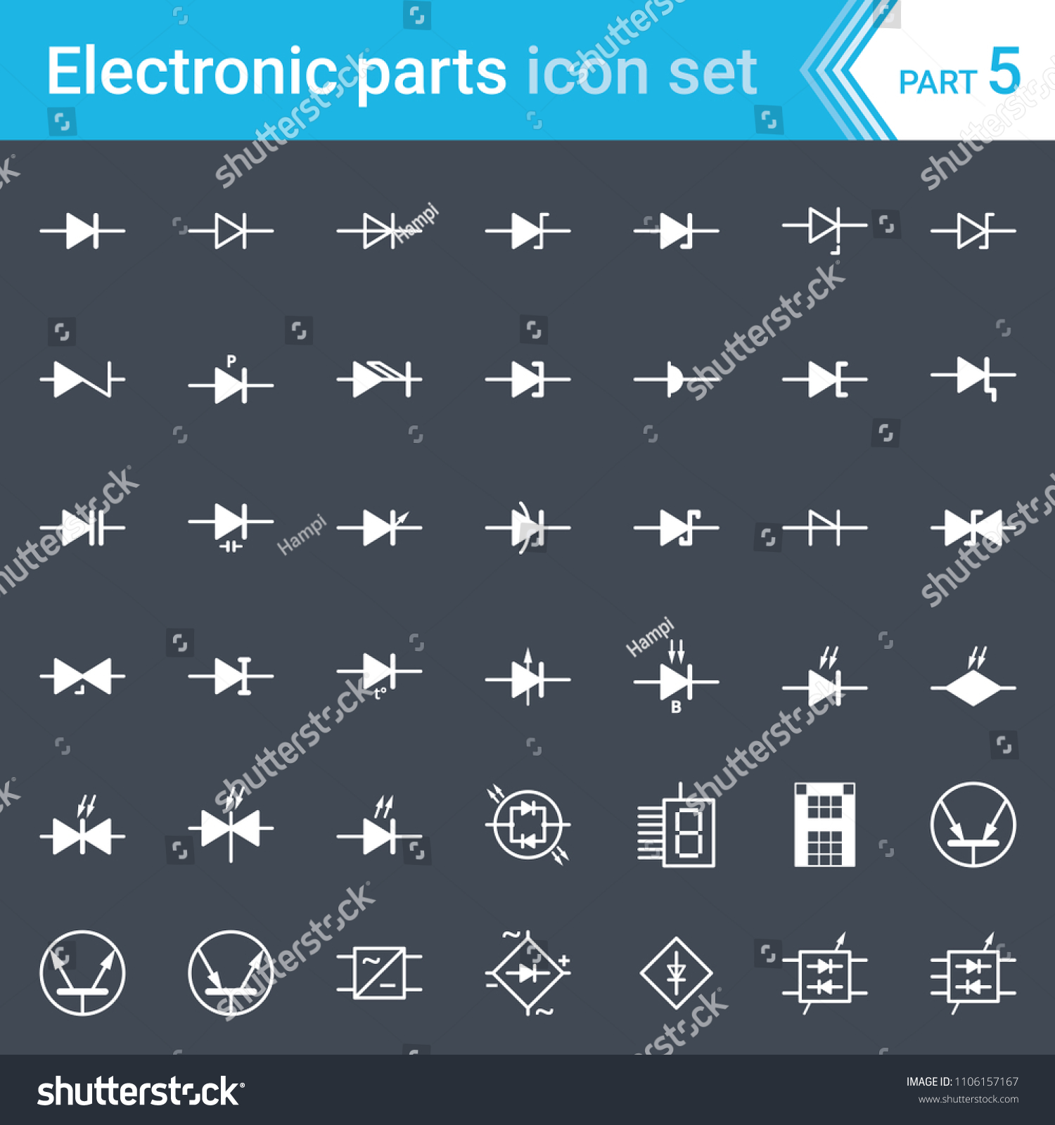 Electric Electronic Icons Electric Diagram Symbols Stock Vector ...