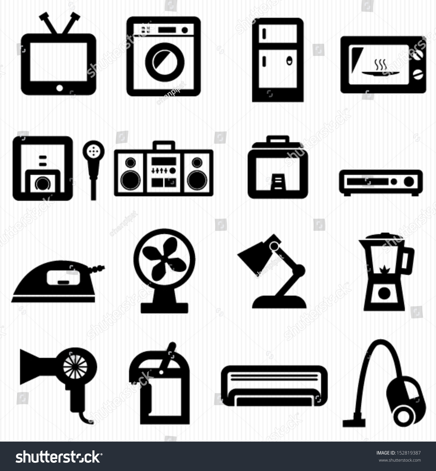 Electric Appliance Icons Stock Vector Illustration 152819387 : Shutterstock