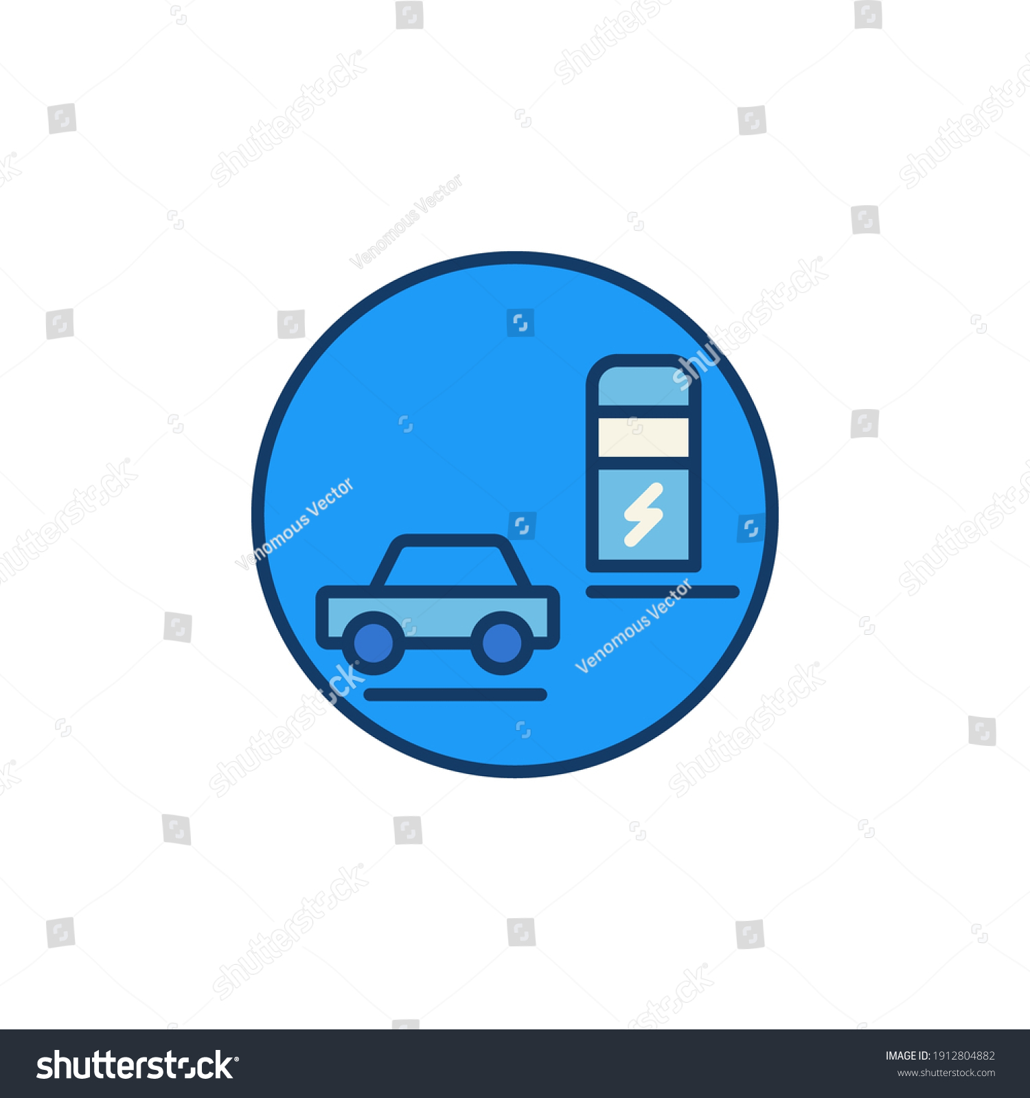 Electric Car Ev Charging Station Vector Stock Vector Royalty Free 1912804882 Shutterstock