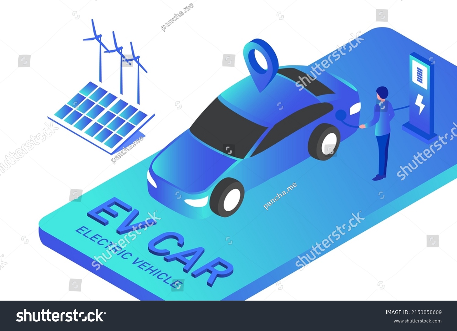 Electric Car Ev Car Car Charging Stock Vector Royalty Free 2153858609 Shutterstock