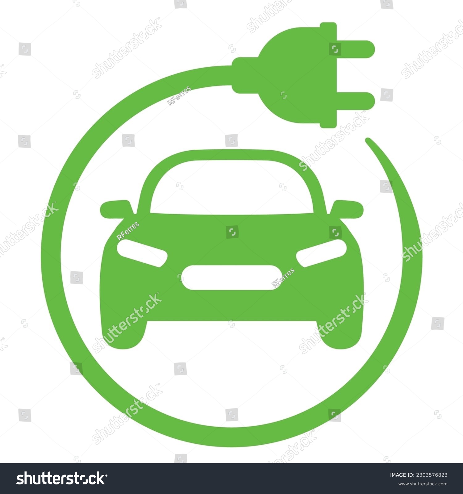 SVG of Electric car with E plug green icon symbol, Hybrid vehicles charging point logotype, Eco friendly vehicle concept. svg