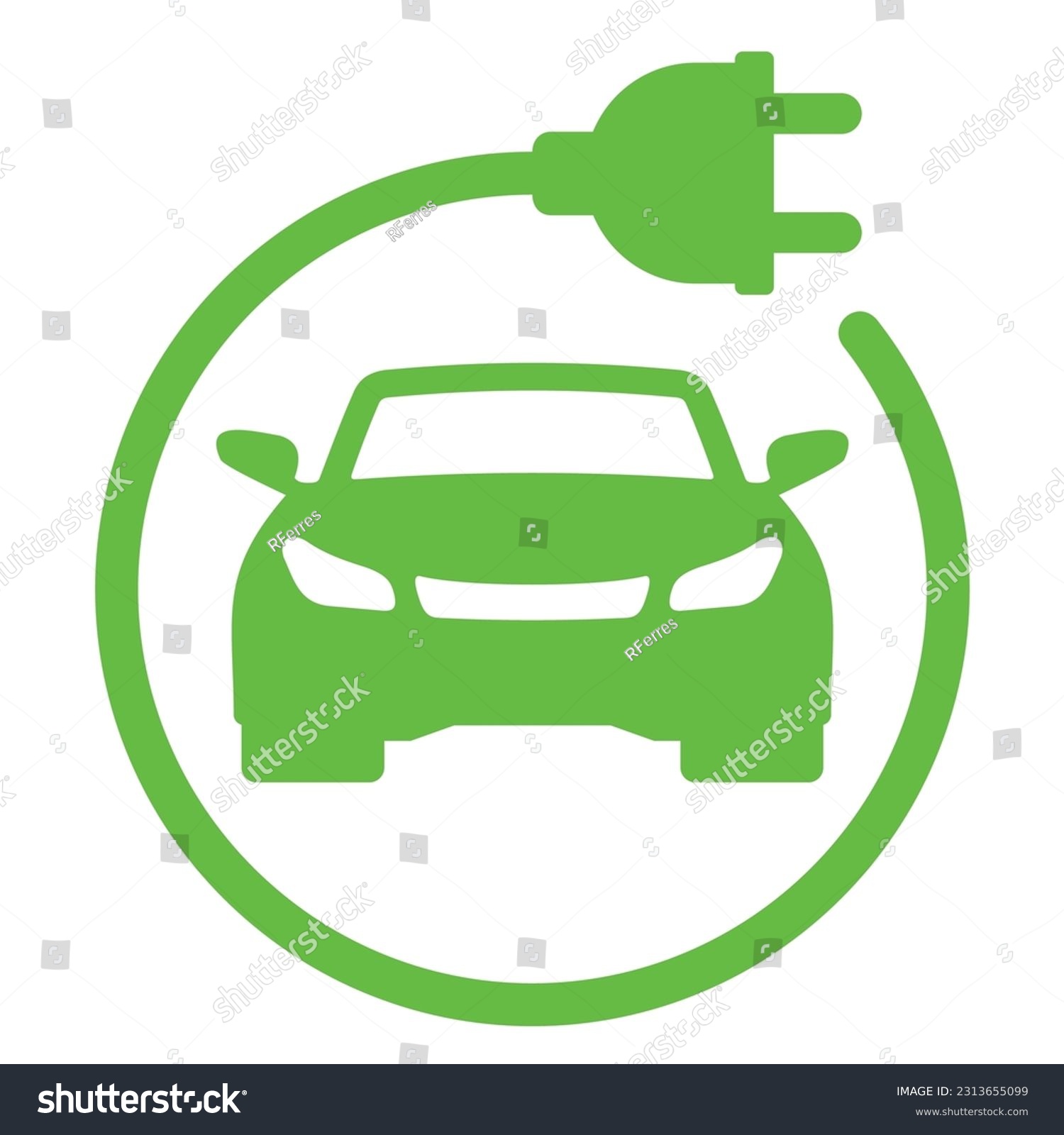 SVG of Electric car with E plug green icon symbol, Hybrid vehicles charging point logotype, Eco friendly vehicle concept. svg