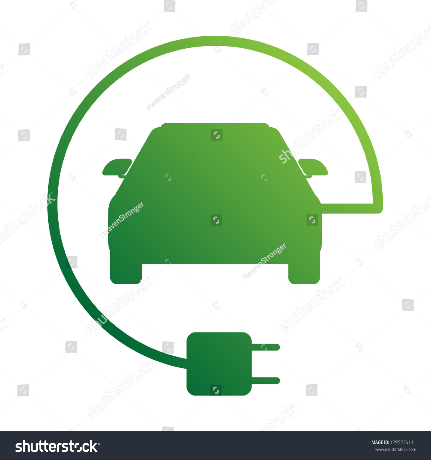 Electric Car Plug Ev Car Green Stock Vector (Royalty Free) 1295239111