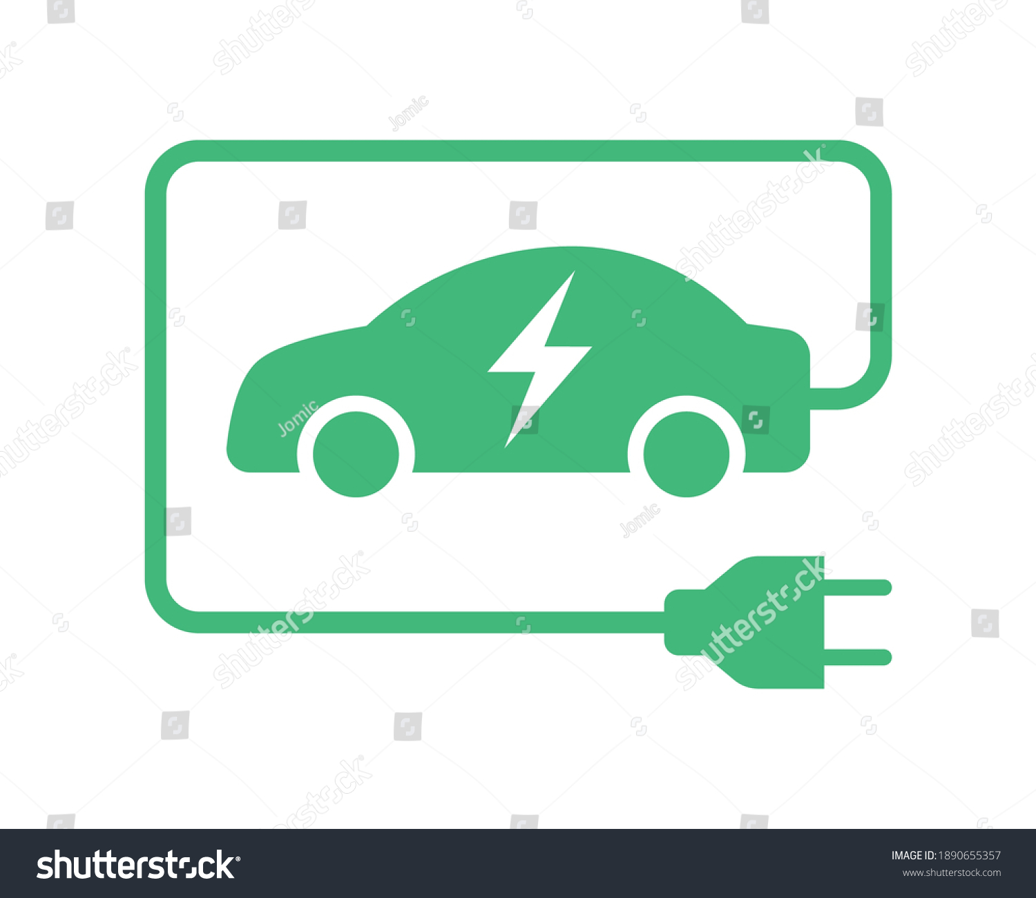 SVG of Electric car with plug green icon symbol, EV car hybrid vehicles charging point logotype, Eco friendly vehicle concept, Vector illustration svg