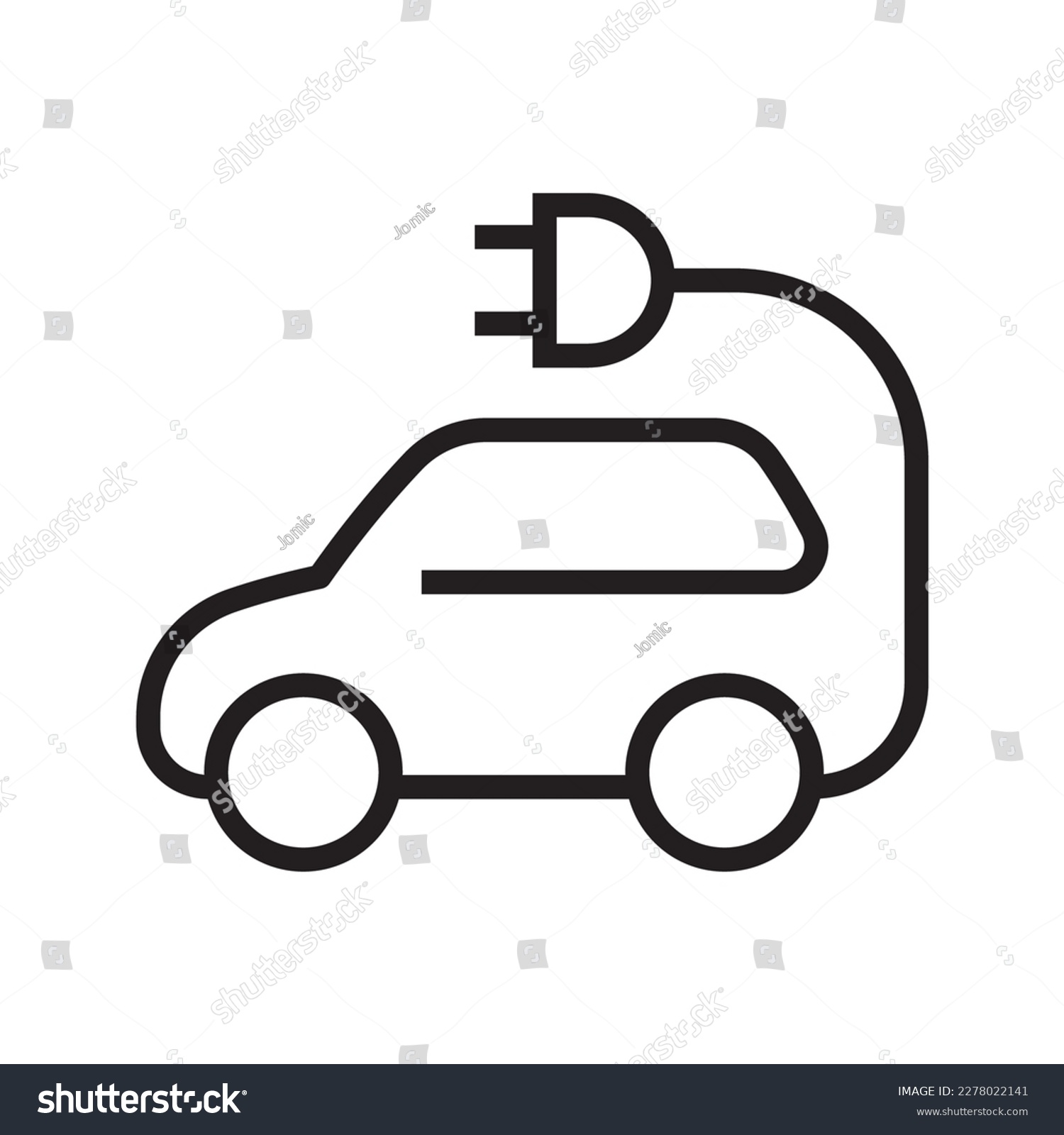 SVG of Electric car with plug icon symbol, EV car hybrid vehicles charging point logotype, Eco friendly vehicle concept, Vector illustration svg