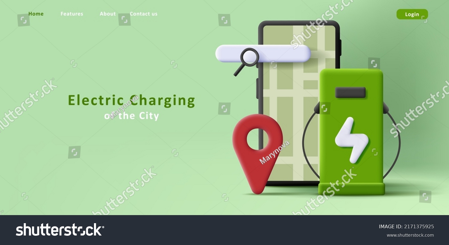 SVG of Electric charging point application, search on map for charger, smartphone 3d illustration. Vector illustration svg