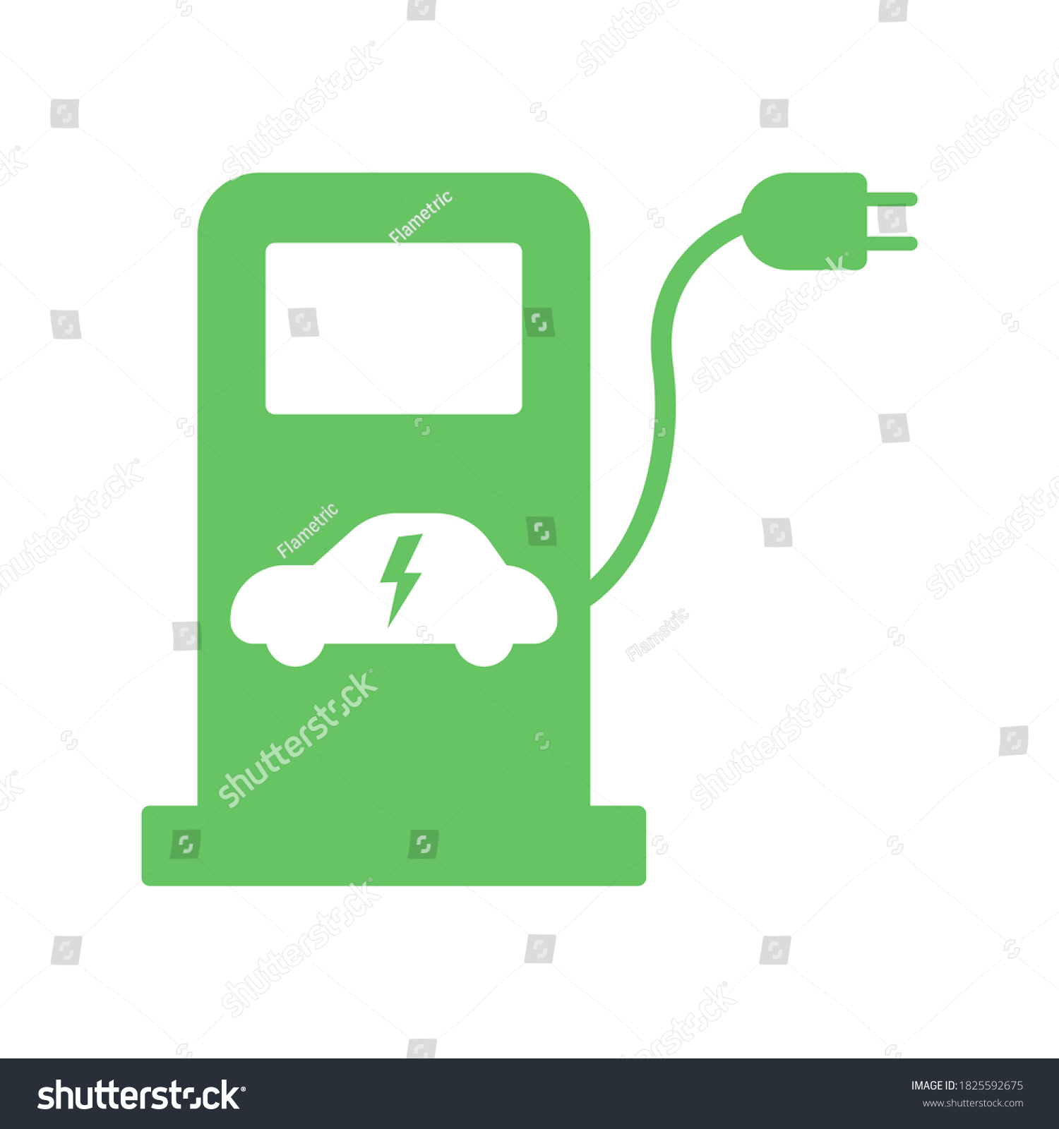 SVG of Electric fuel pump station icon. Green charging point for hybrid vehicles cars sign symbol isolated svg