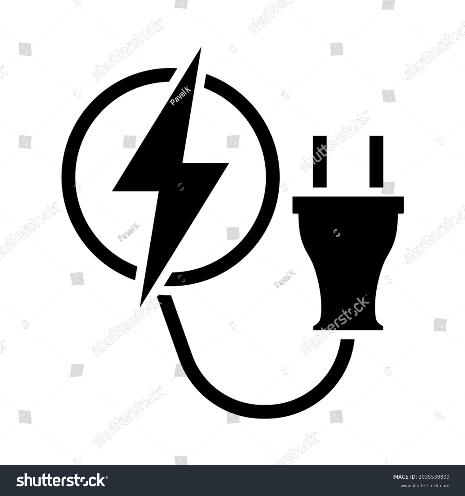 Electric Plug Icon Black Stencil Design Stock Vector (Royalty Free ...