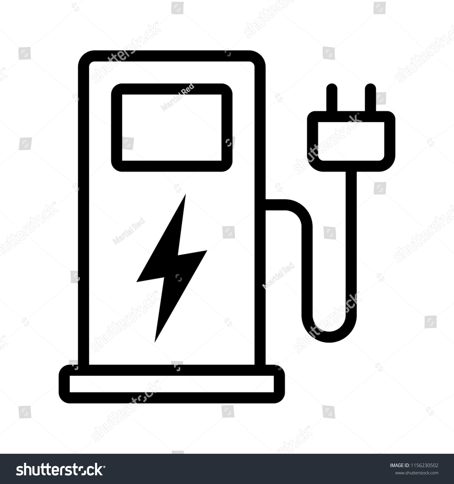SVG of Electric vehicle charging station or EV charge point for electric vehicles / cars line art vector icon for apps and websites svg